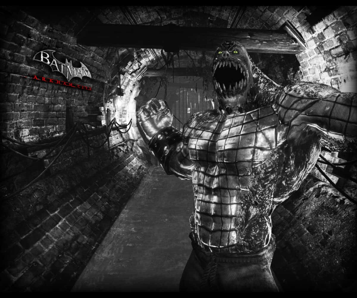 Killer Croc, grid-patterned, glowing eyes, SD Desktop Wallpaper