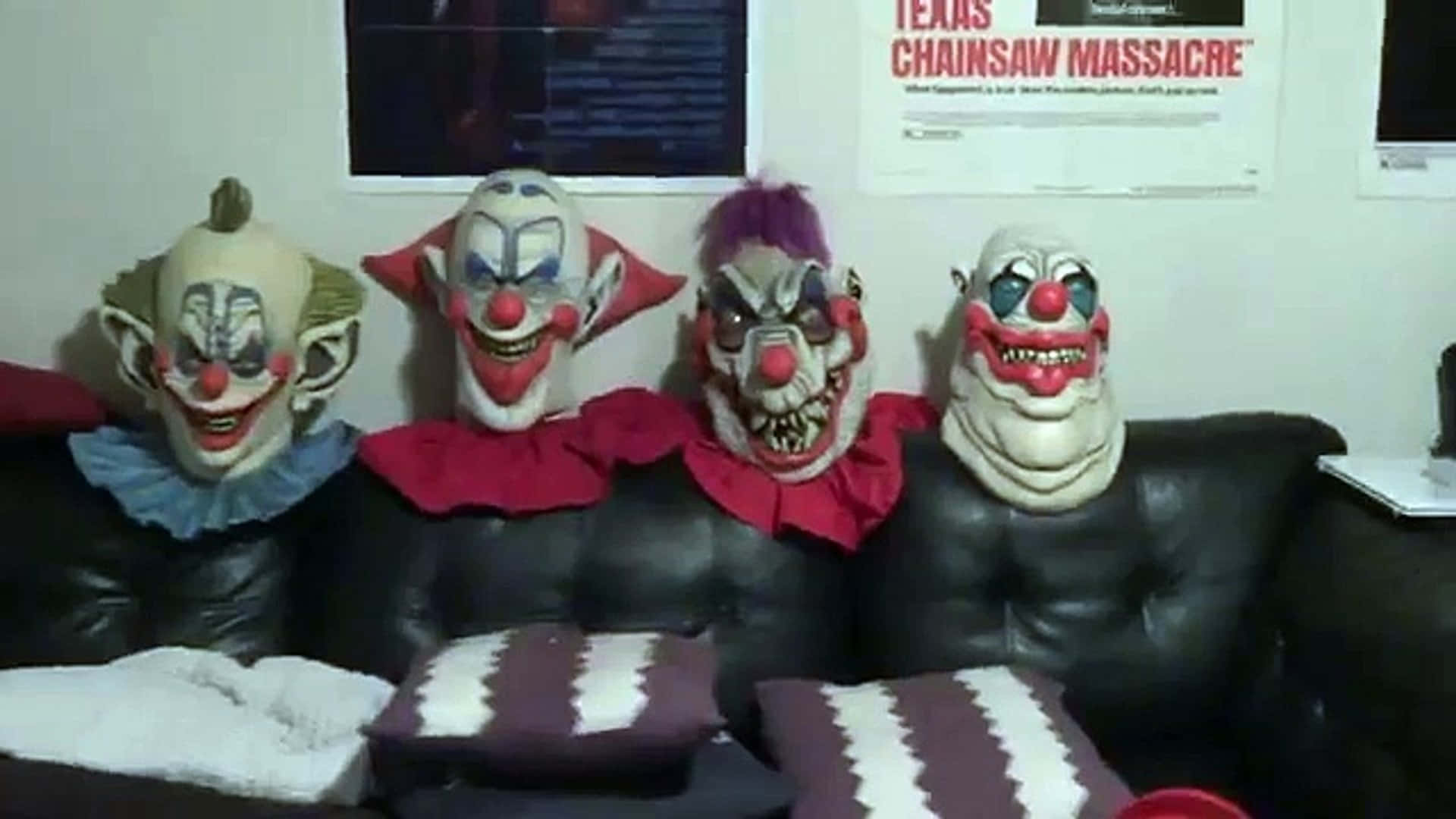 Killer Klowns from Outer Space, clown masks, red noses, Full HD Desktop Wallpaper