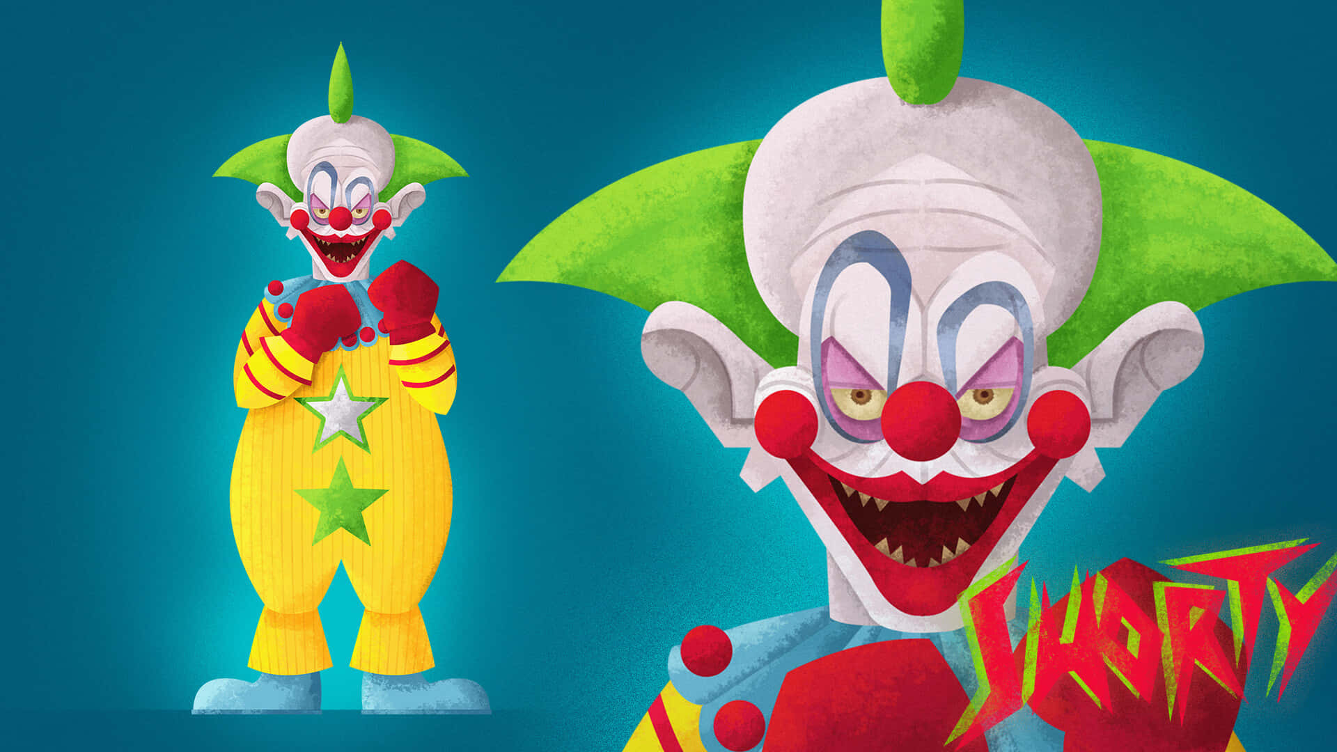 Killer Klowns From Outer Space, red gloves, green hair, Full HD Desktop Wallpaper
