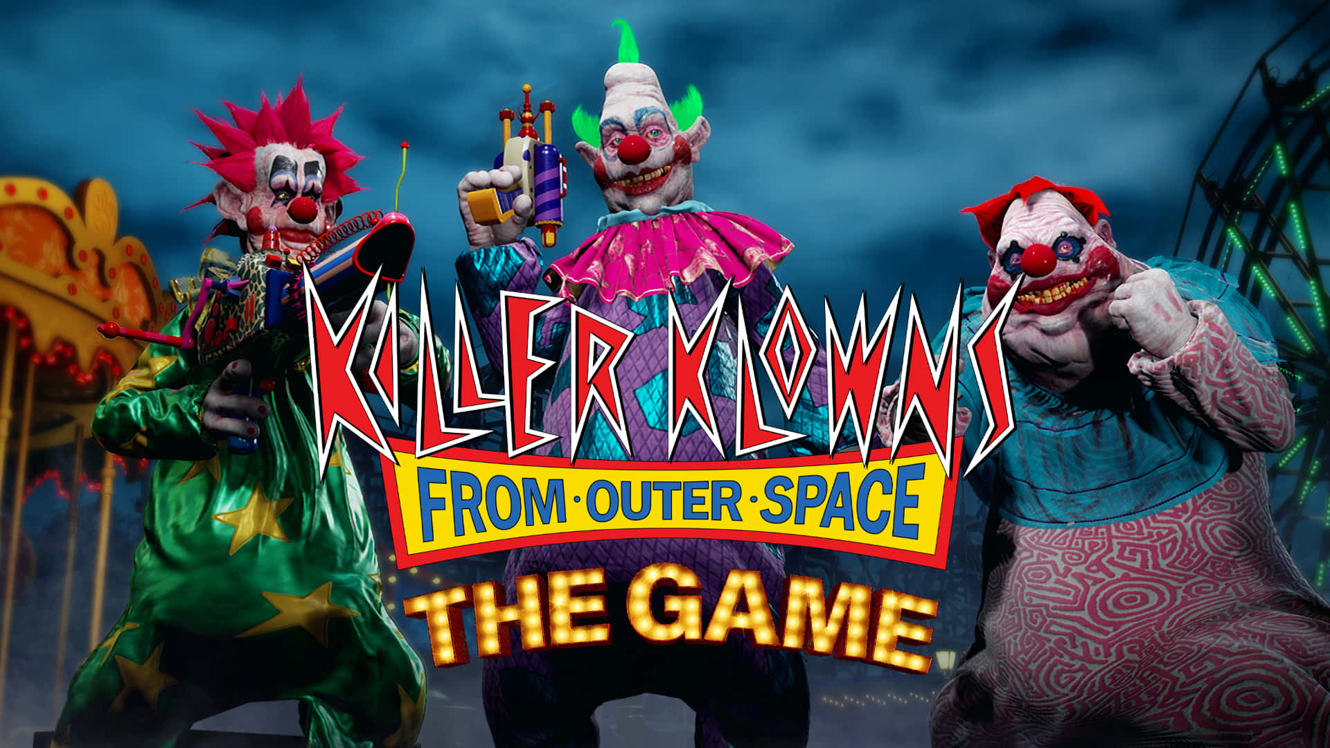 Killer Klowns from Outer Space, carnival, stormy sky, Full HD Desktop Wallpaper