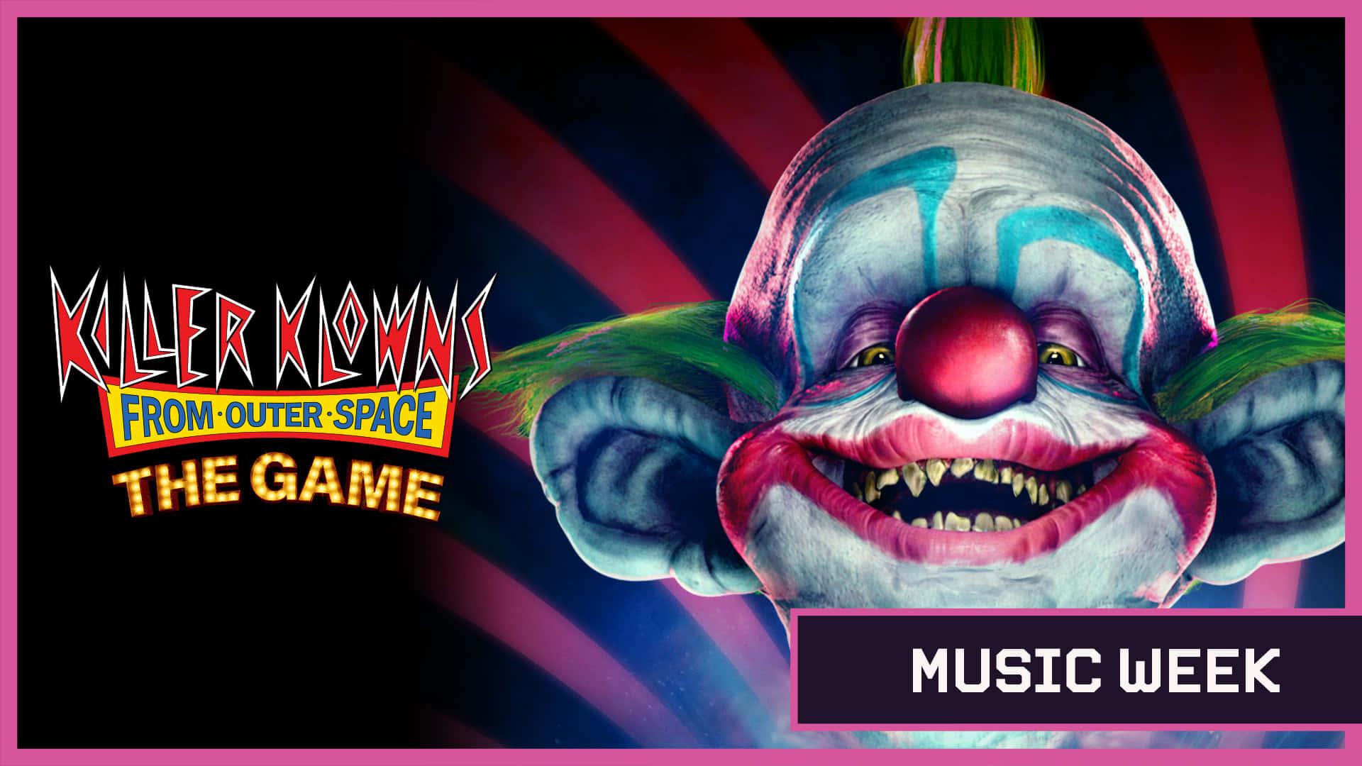 Killer Klowns from Outer Space, red and black background, wide grin, Full HD Desktop Wallpaper