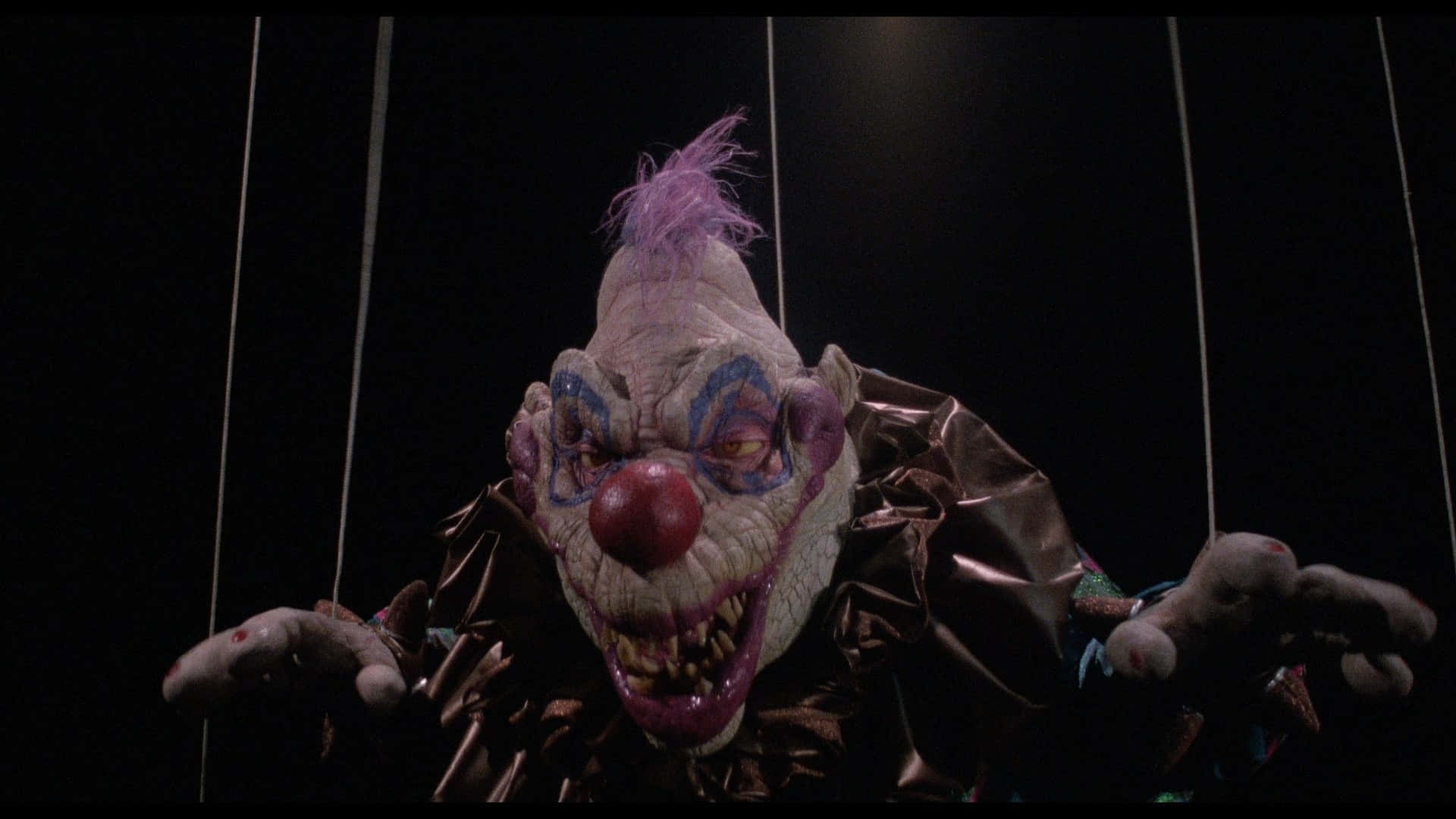 Killer Klowns from outer space, red nose, purple hair, Full HD Desktop Wallpaper