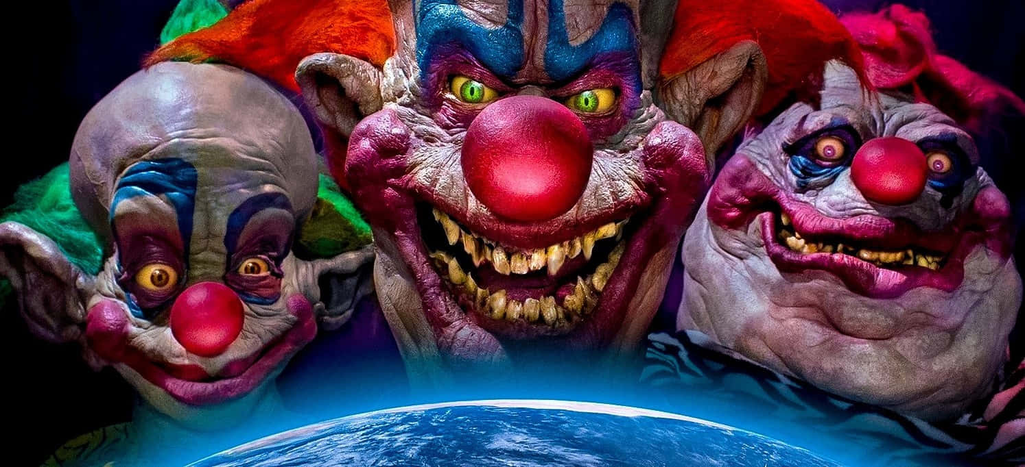 Killer Klowns from Outer Space, carnival, glowing blue planet, HD Desktop Wallpaper