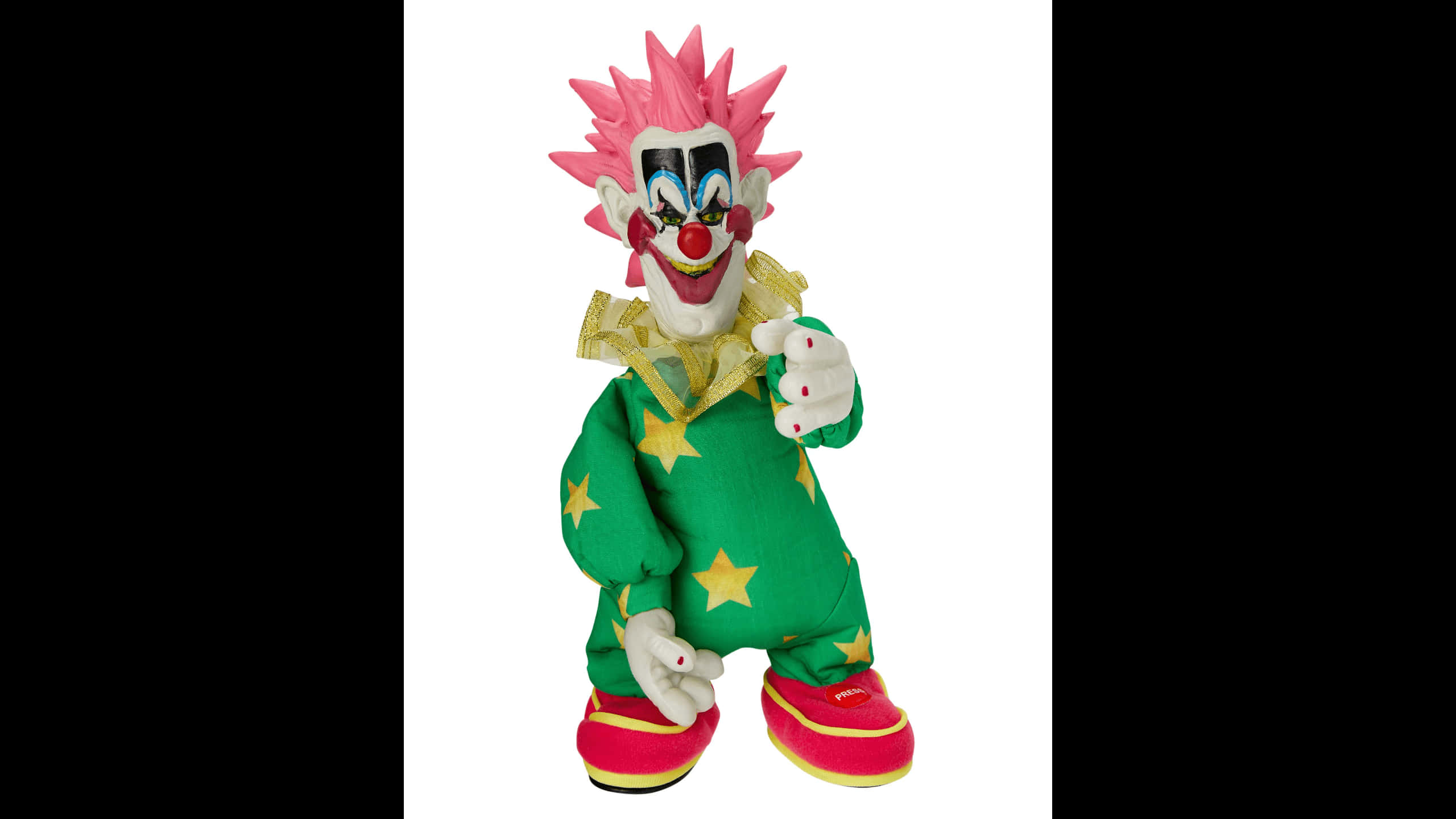 Killer Klowns From Outer Space, pink spiky hair, green star suit, 2K Desktop Wallpaper