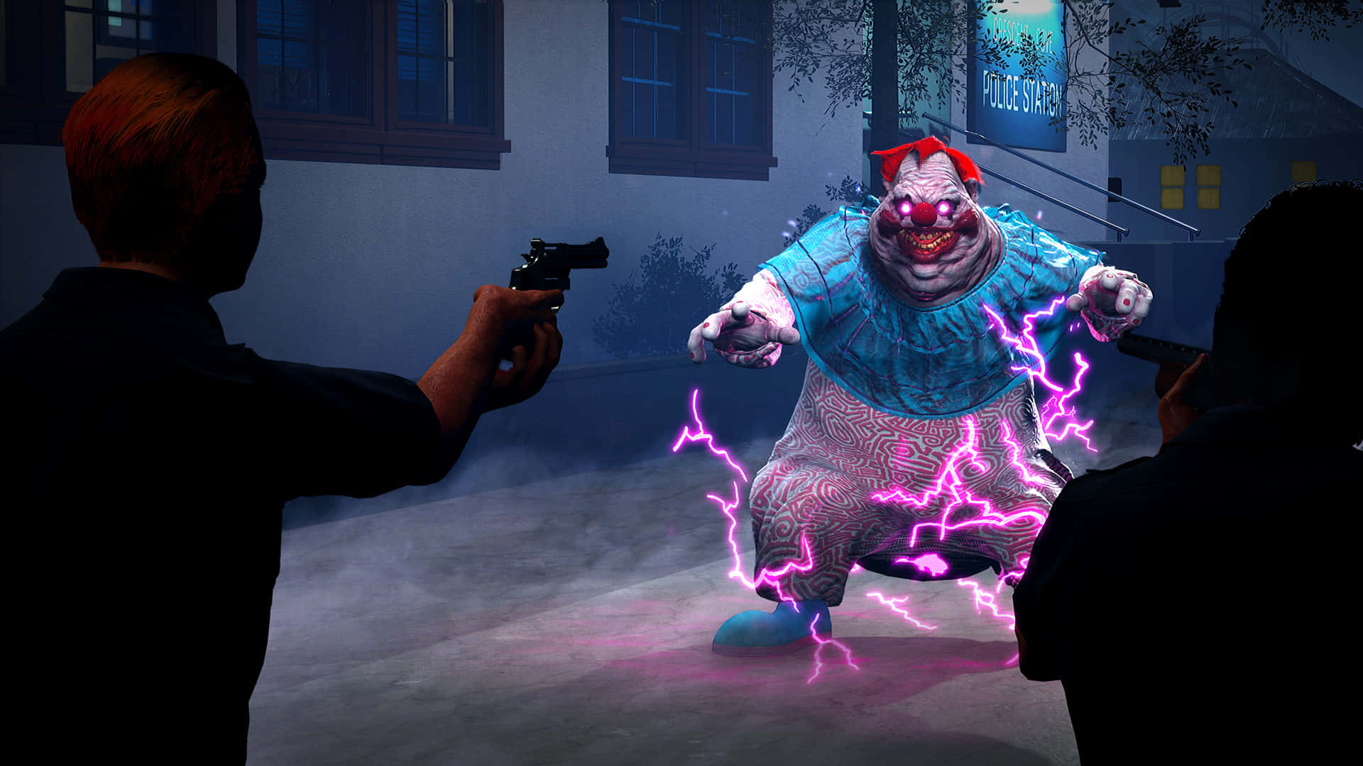 Killer Klowns From Outer Space, chubby, purple lightning, Full HD Desktop Wallpaper