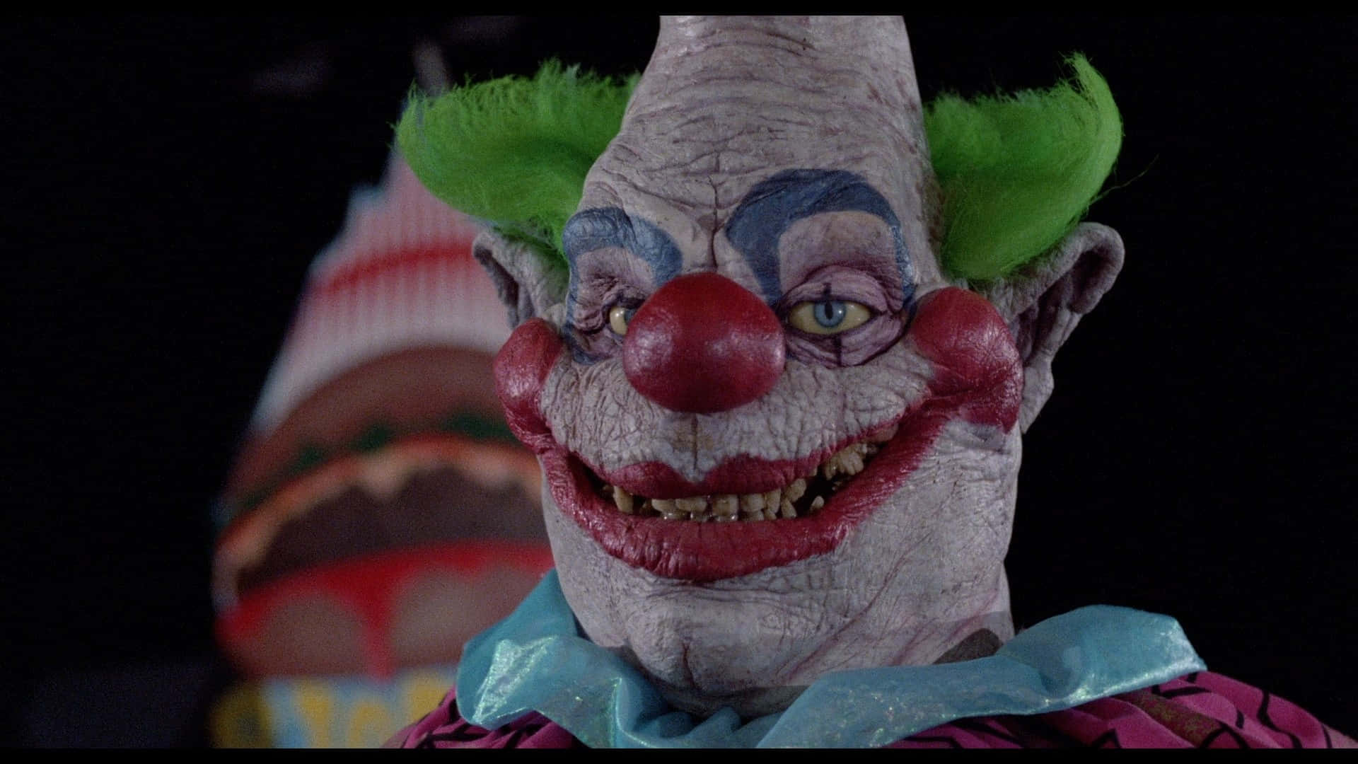 Killer Klowns From Outer Space, cracked makeup, green hair, Full HD Desktop Wallpaper