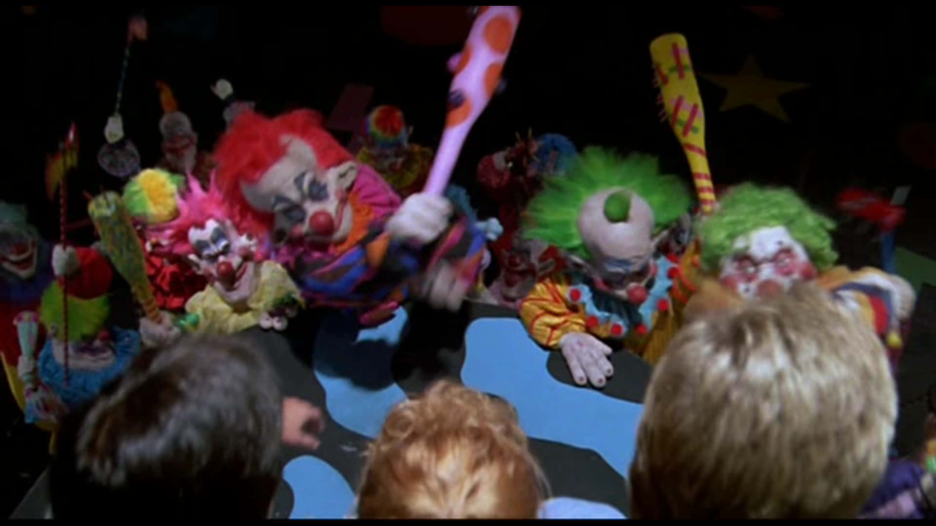 Killer Klowns from Outer Space, clowns, colorful wigs, Full HD Desktop Wallpaper