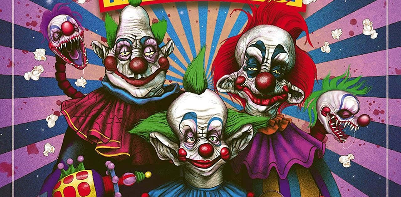 Killer Klowns from Outer Space, clowns, psychedelic striped background, HD Desktop Wallpaper