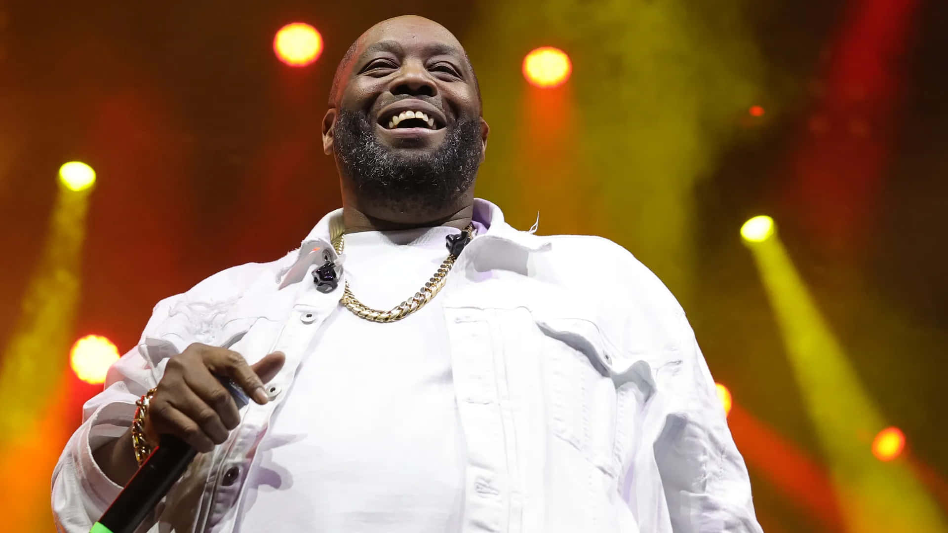 Killer Mike, white jacket, gold chain, Full HD Desktop Wallpaper