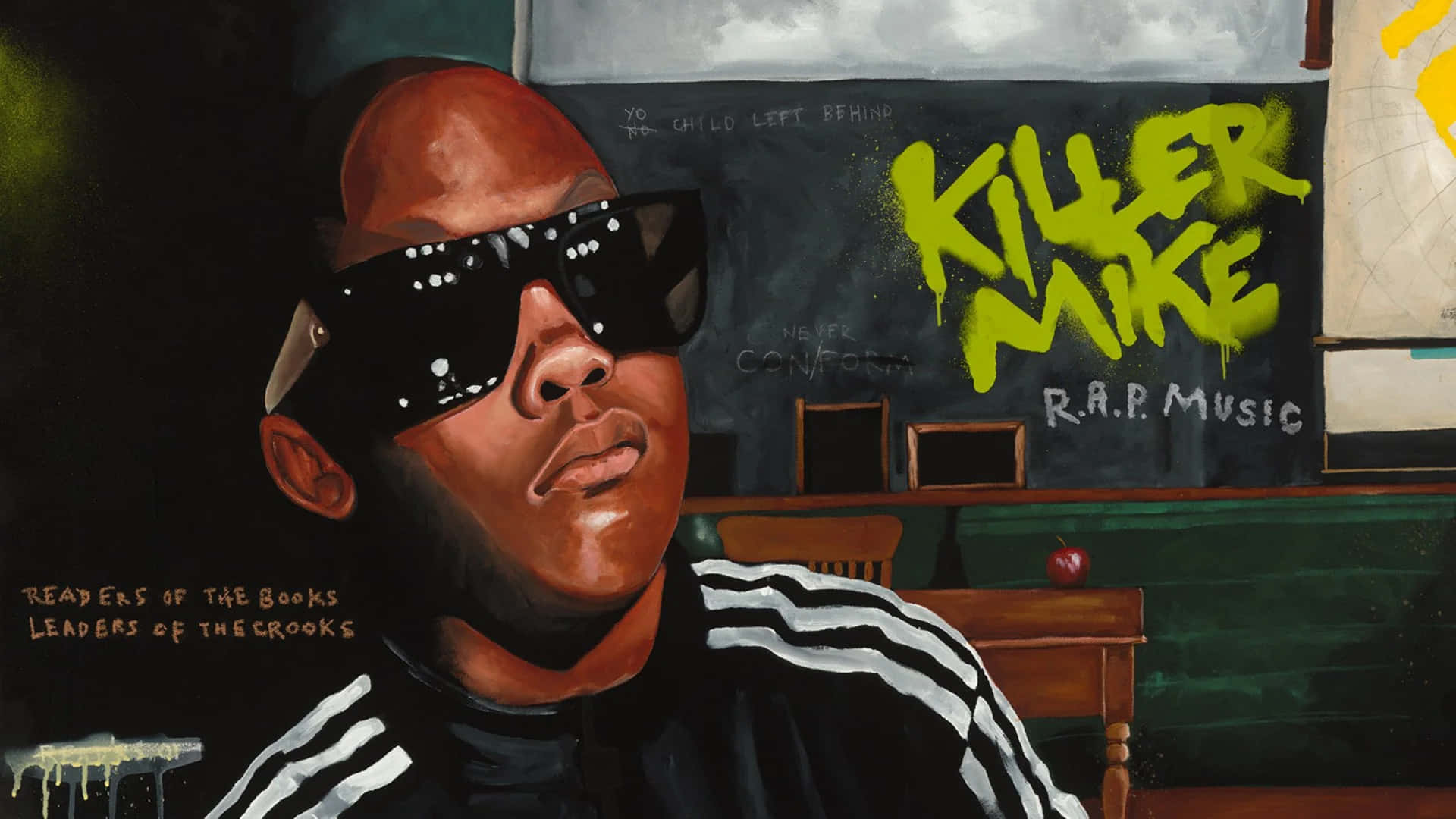 Killer Mike, black sunglasses, striped jacket, Full HD Desktop Wallpaper