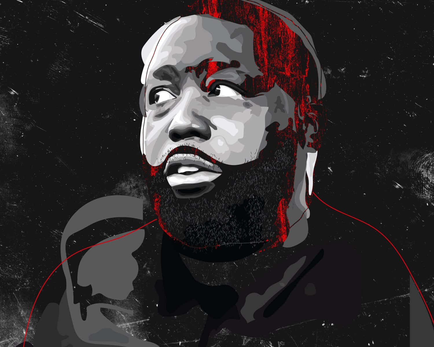 Killer Mike, red accents, gritty black background, HD Desktop Wallpaper