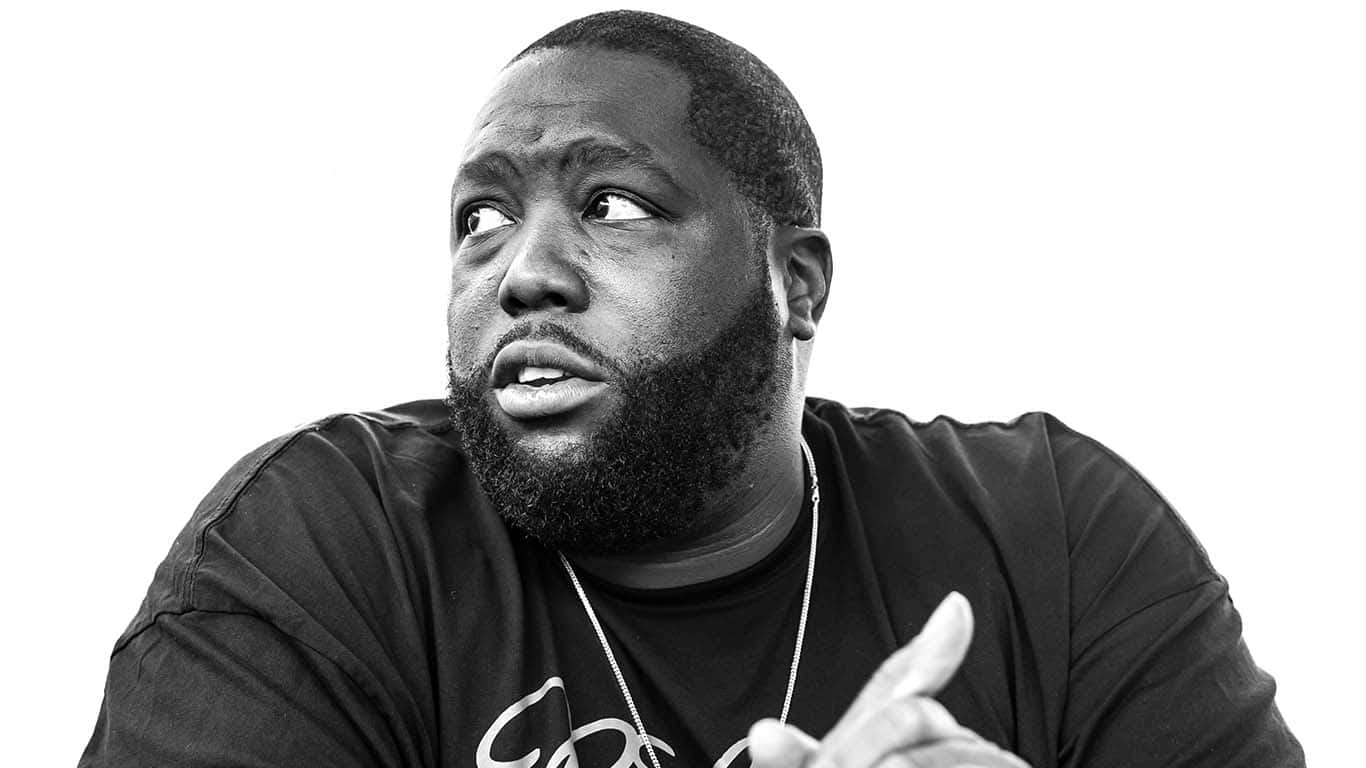 Killer Mike, black and white portrait, bearded man, HD Desktop Wallpaper