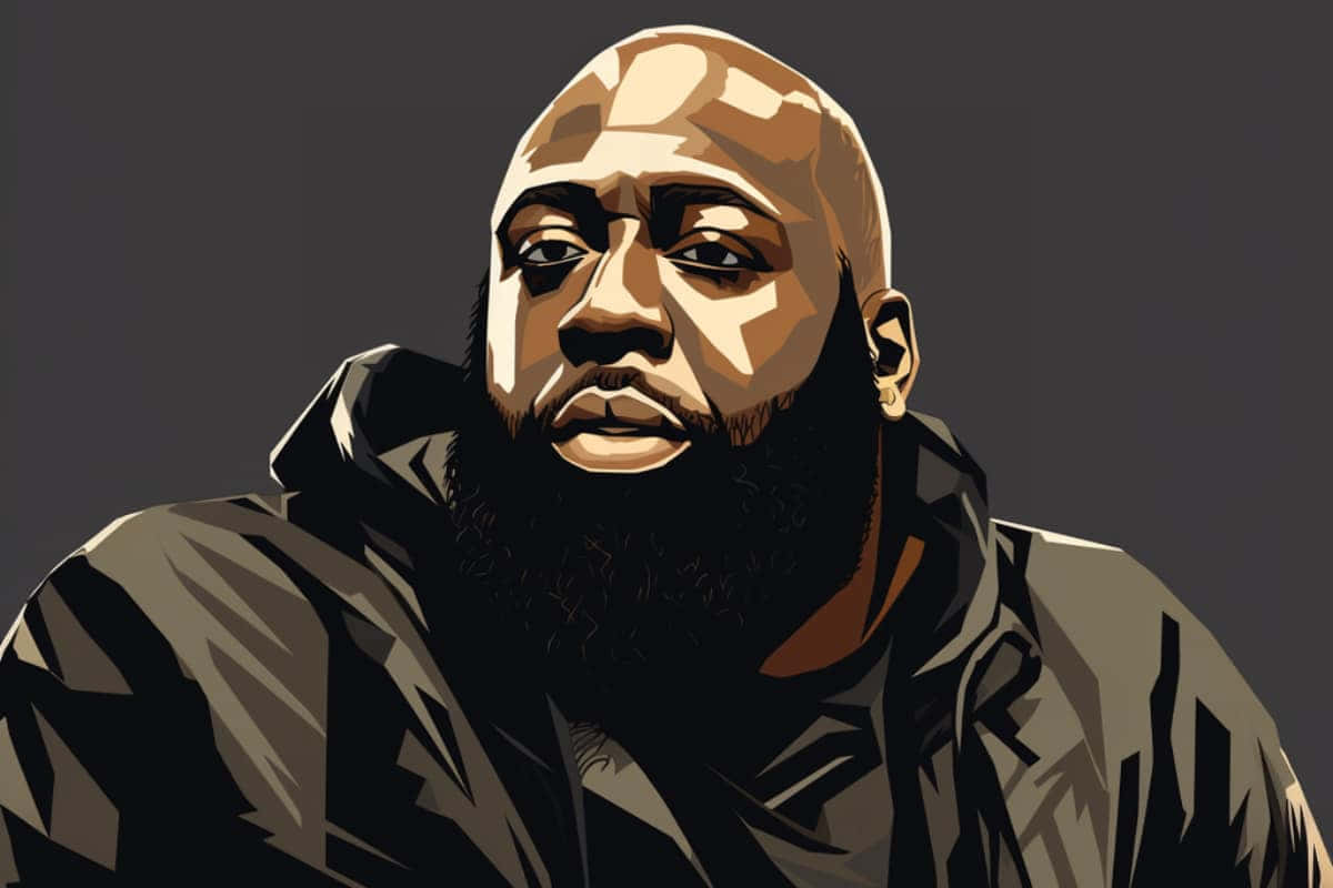 Killer Mike, vector portrait, bald man, SD Desktop Wallpaper