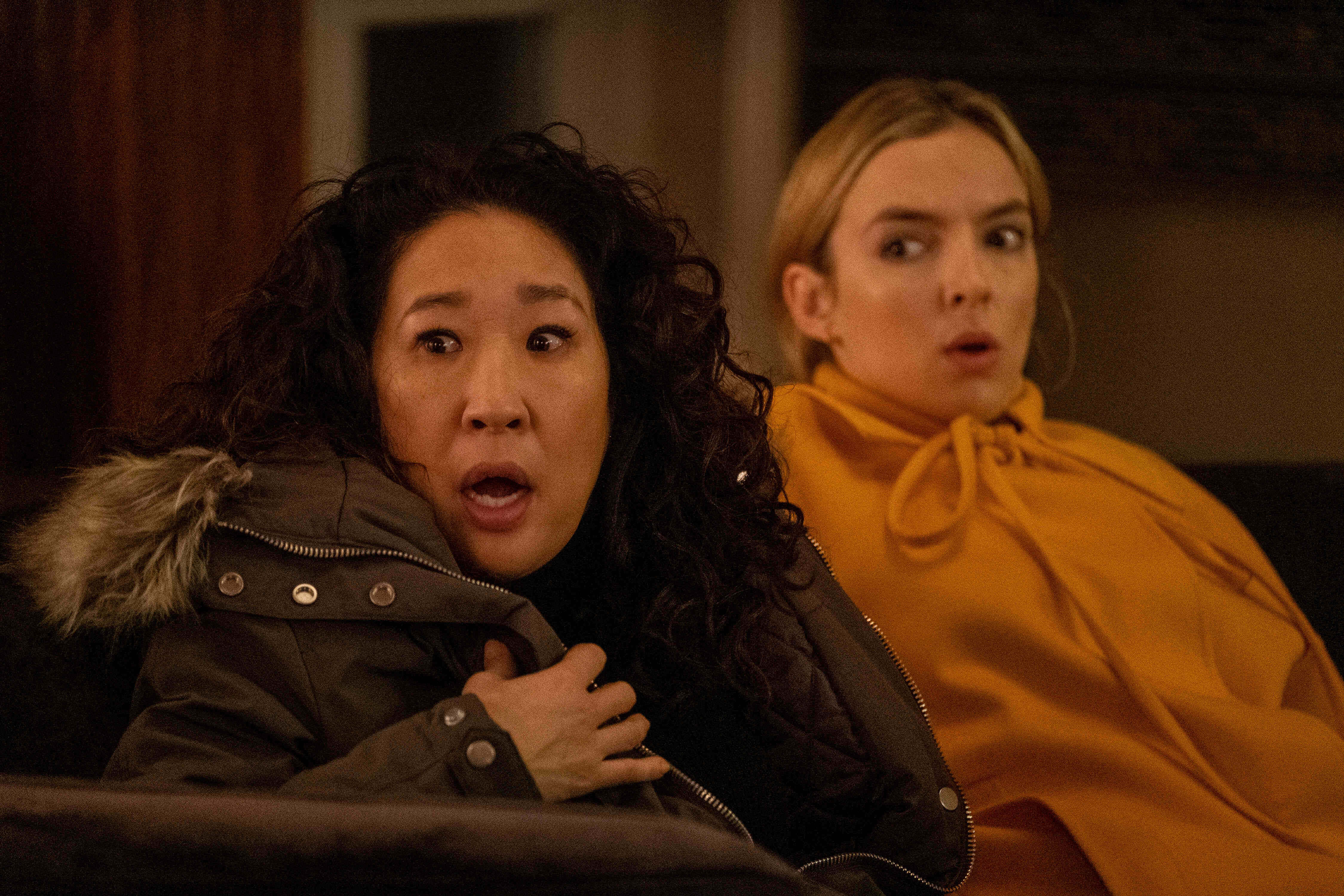 Killing Eve, shocked expressions, dim room, 4K Desktop Wallpaper