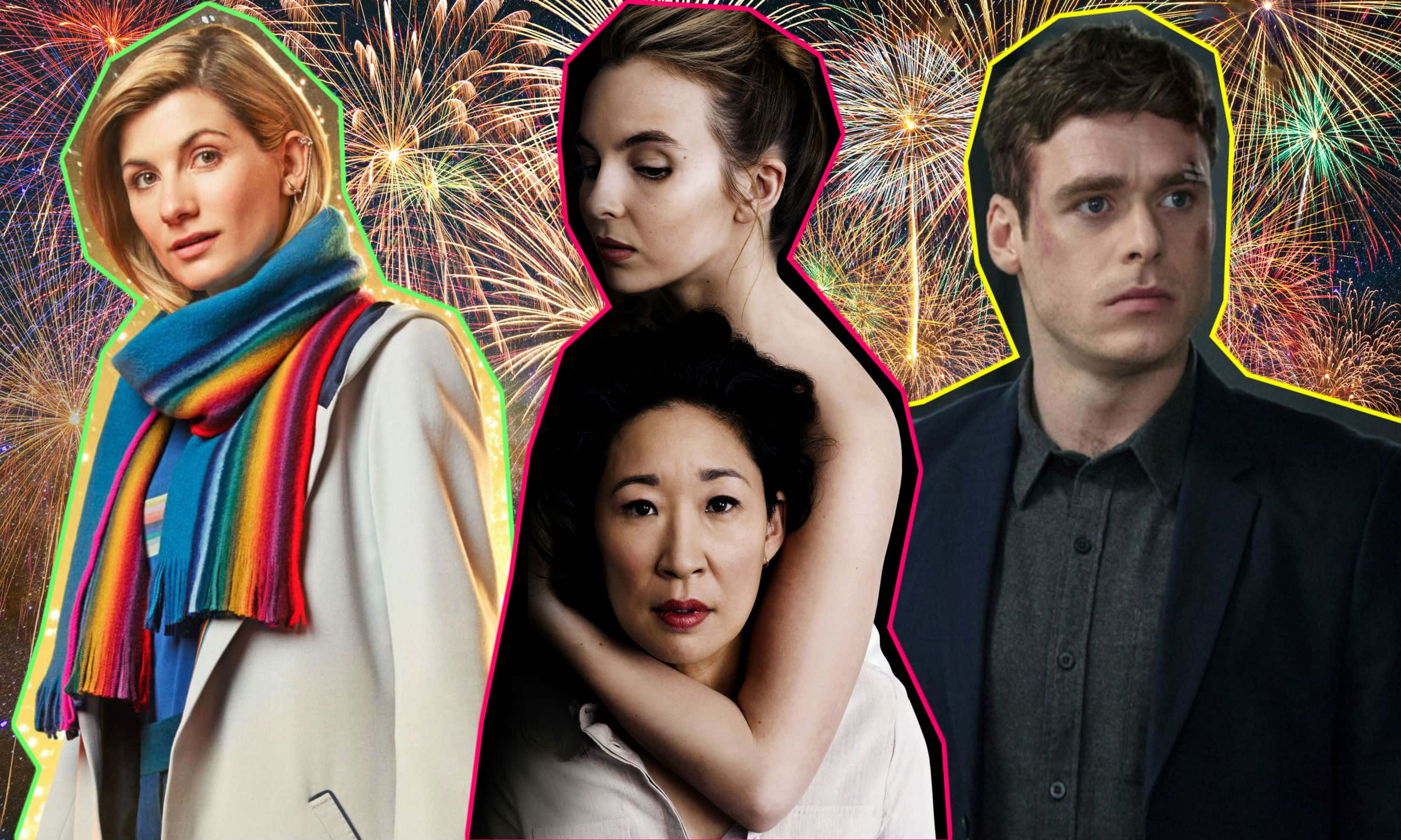 Killing Eve, fireworks, night, 2K Desktop Wallpaper