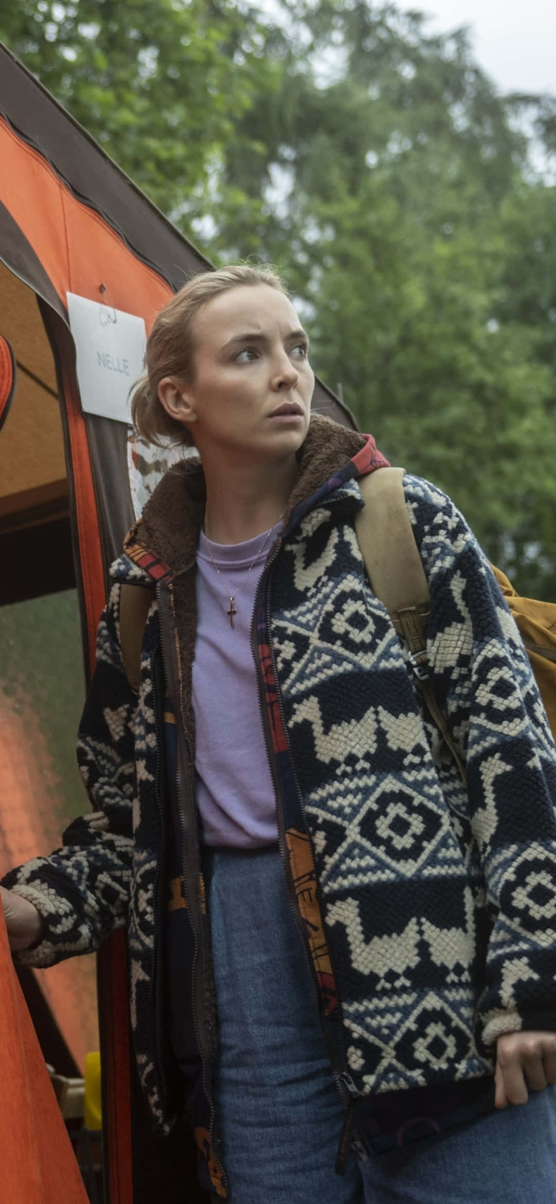 Killing Eve, young woman, patterned jacket, Full HD Phone Wallpaper