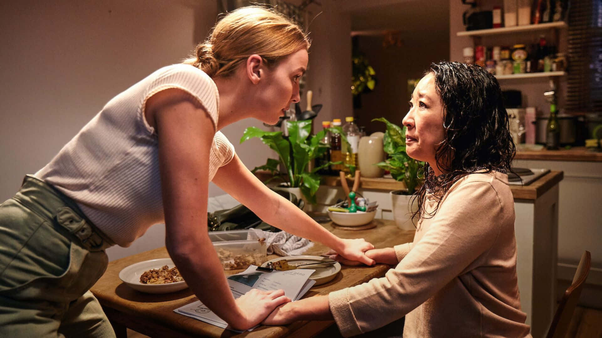 Killing Eve, kitchen table, food, Full HD Desktop Wallpaper