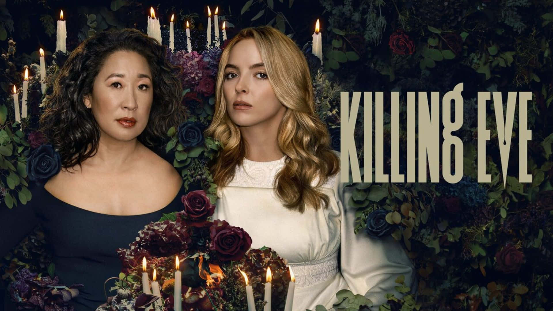 Killing Eve, dark roses, flickering candles, Full HD Desktop Wallpaper