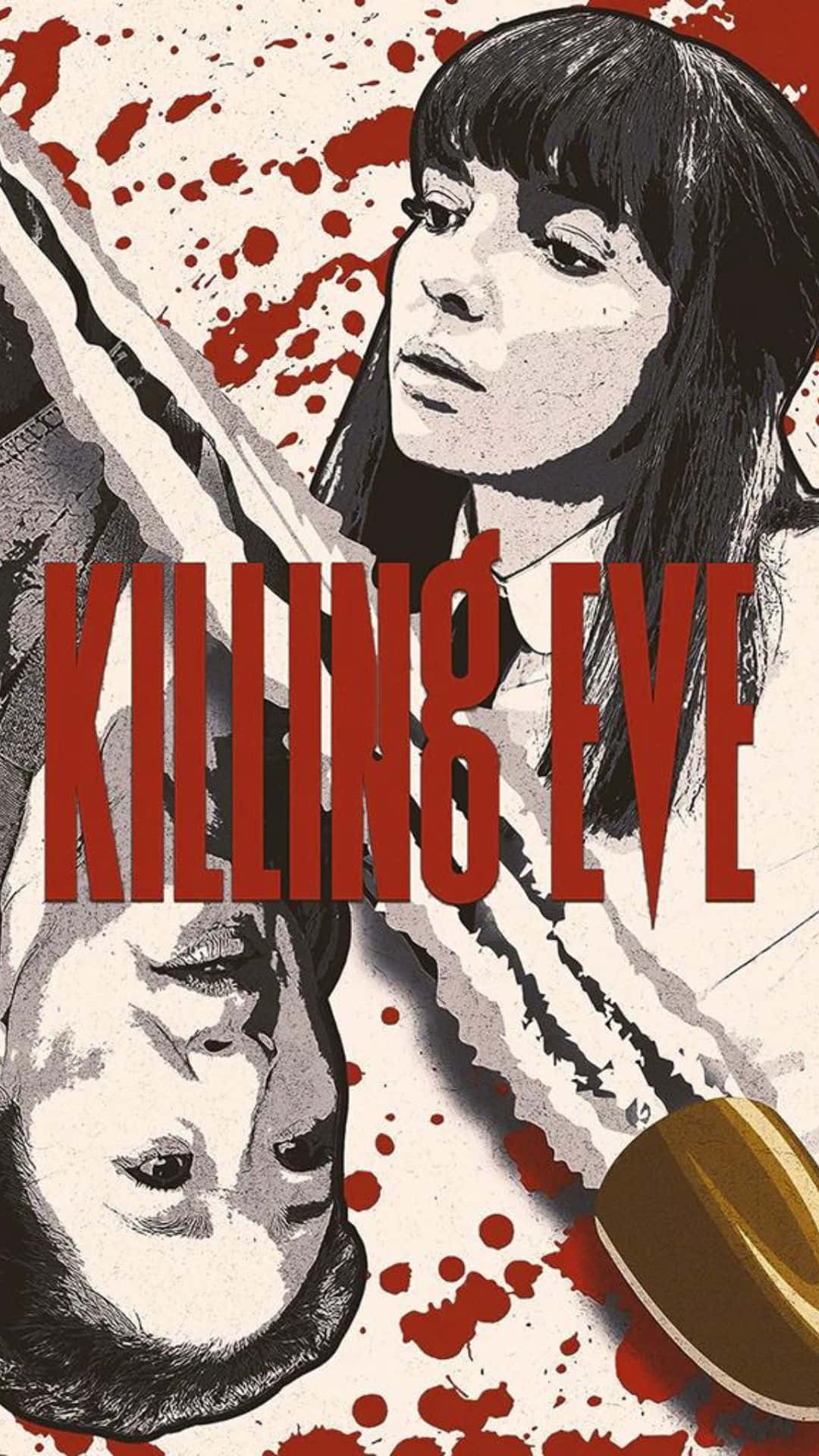 Killing Eve, woman with blood splatters, gun, Full HD Phone Wallpaper