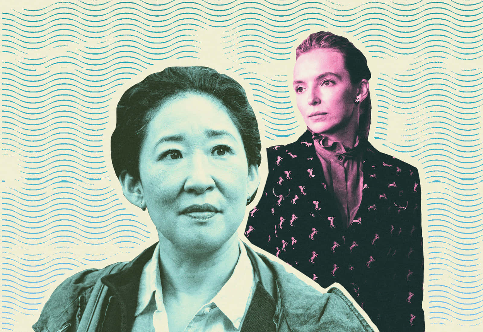 Killing Eve, duo, artistic backdrop, HD Desktop Wallpaper