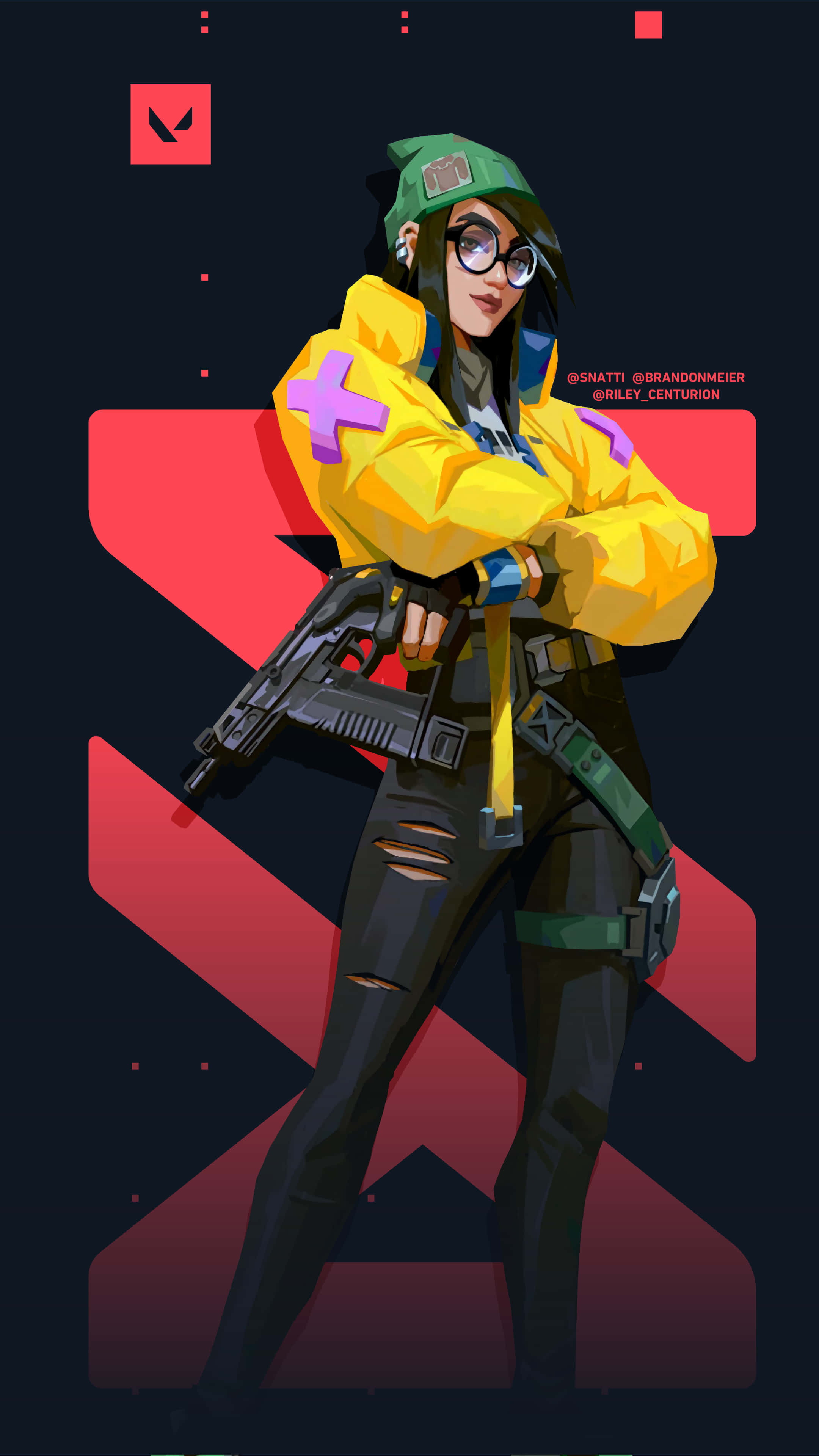 Killjoy Valorant, yellow jacket, green cap, 4K Phone Wallpaper