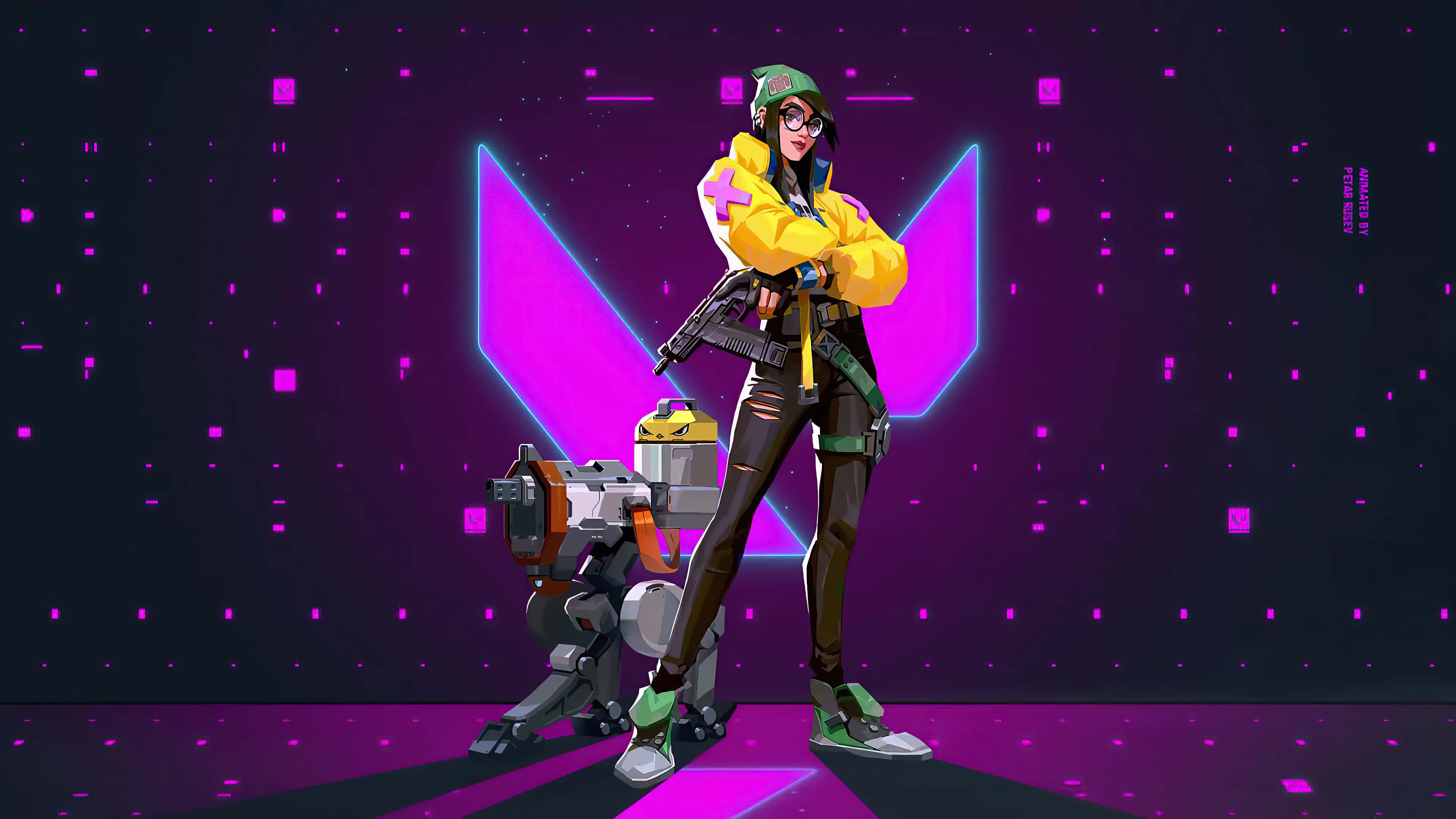 Killjoy Valorant, anime-style character, yellow jacket, 4K Desktop Wallpaper