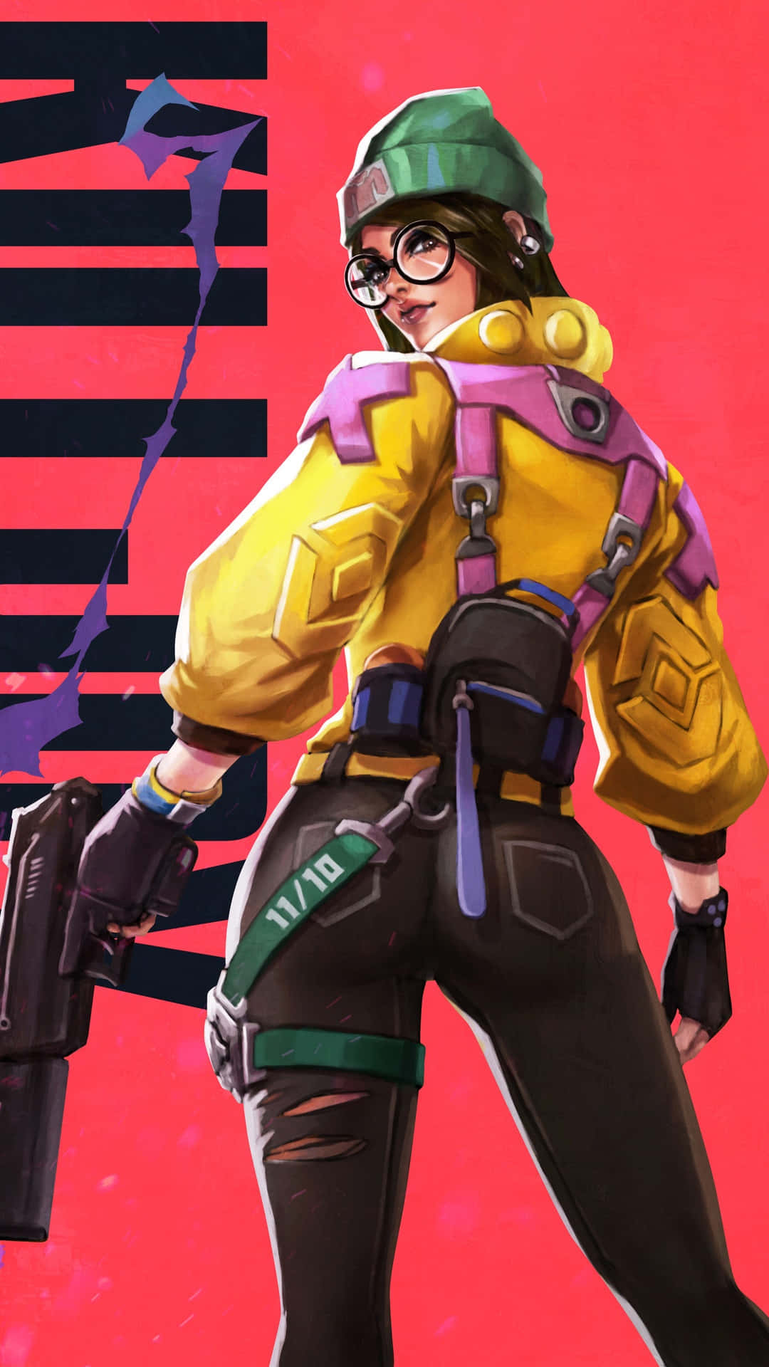 Killjoy Valorant, yellow jacket, green beanie, Full HD Phone Wallpaper
