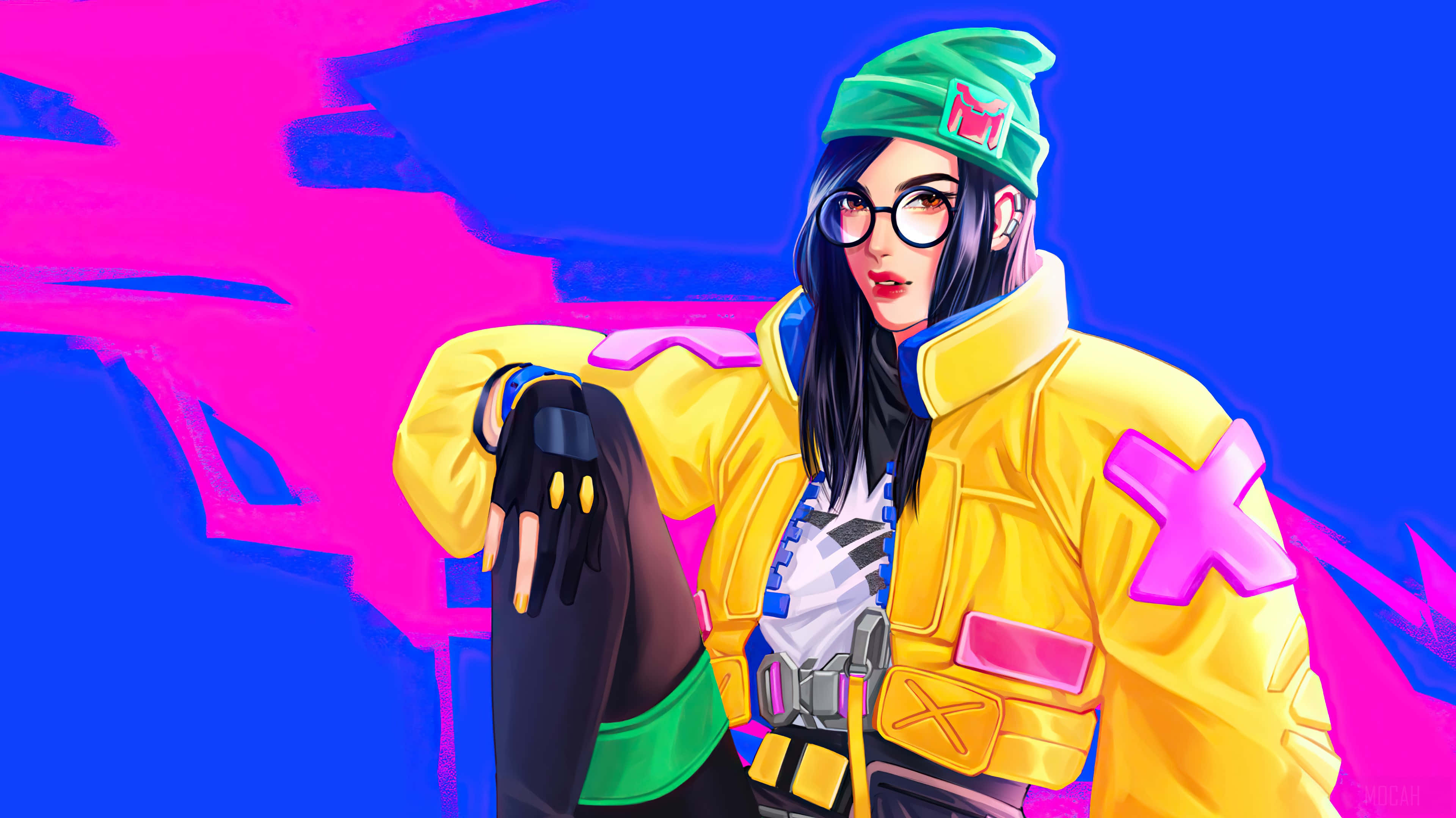 Killjoy Valorant, anime girl, yellow jacket, 4K Desktop Wallpaper