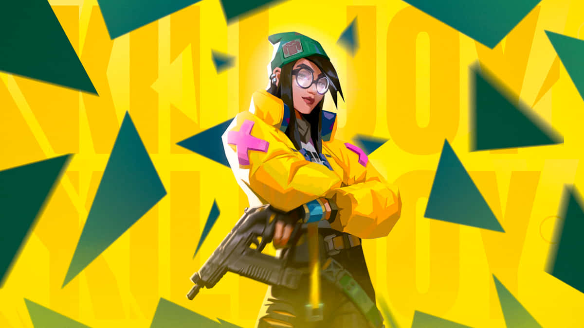 Killjoy Valorant, female gamer, yellow jacket, SD Desktop Wallpaper