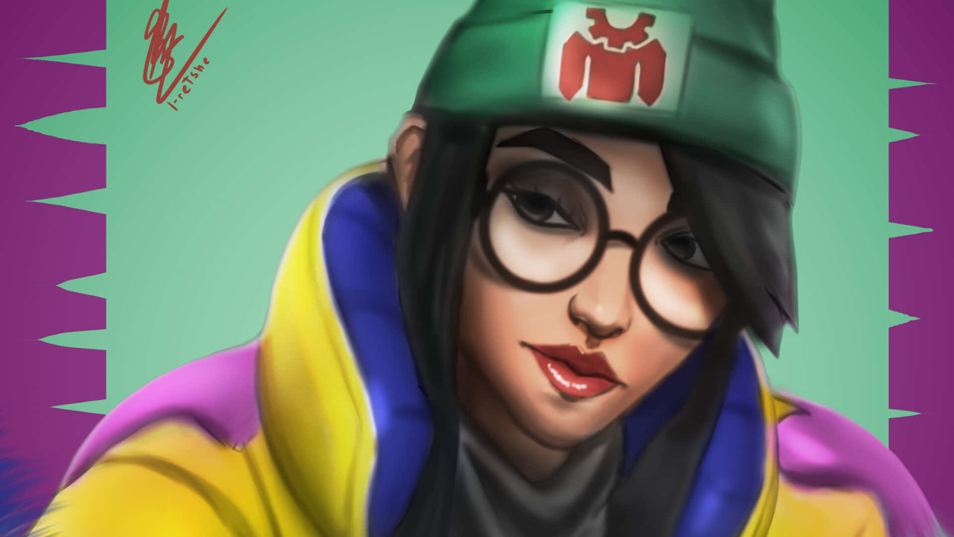 Killjoy Valorant, anime girl, glasses, Full HD Desktop Wallpaper