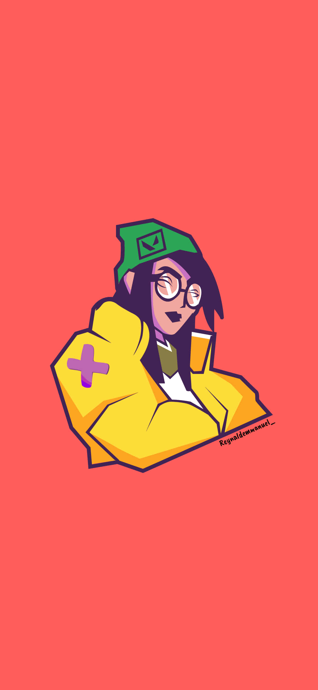 Killjoy Valorant, yellow jacket, glasses, Full HD Phone Wallpaper