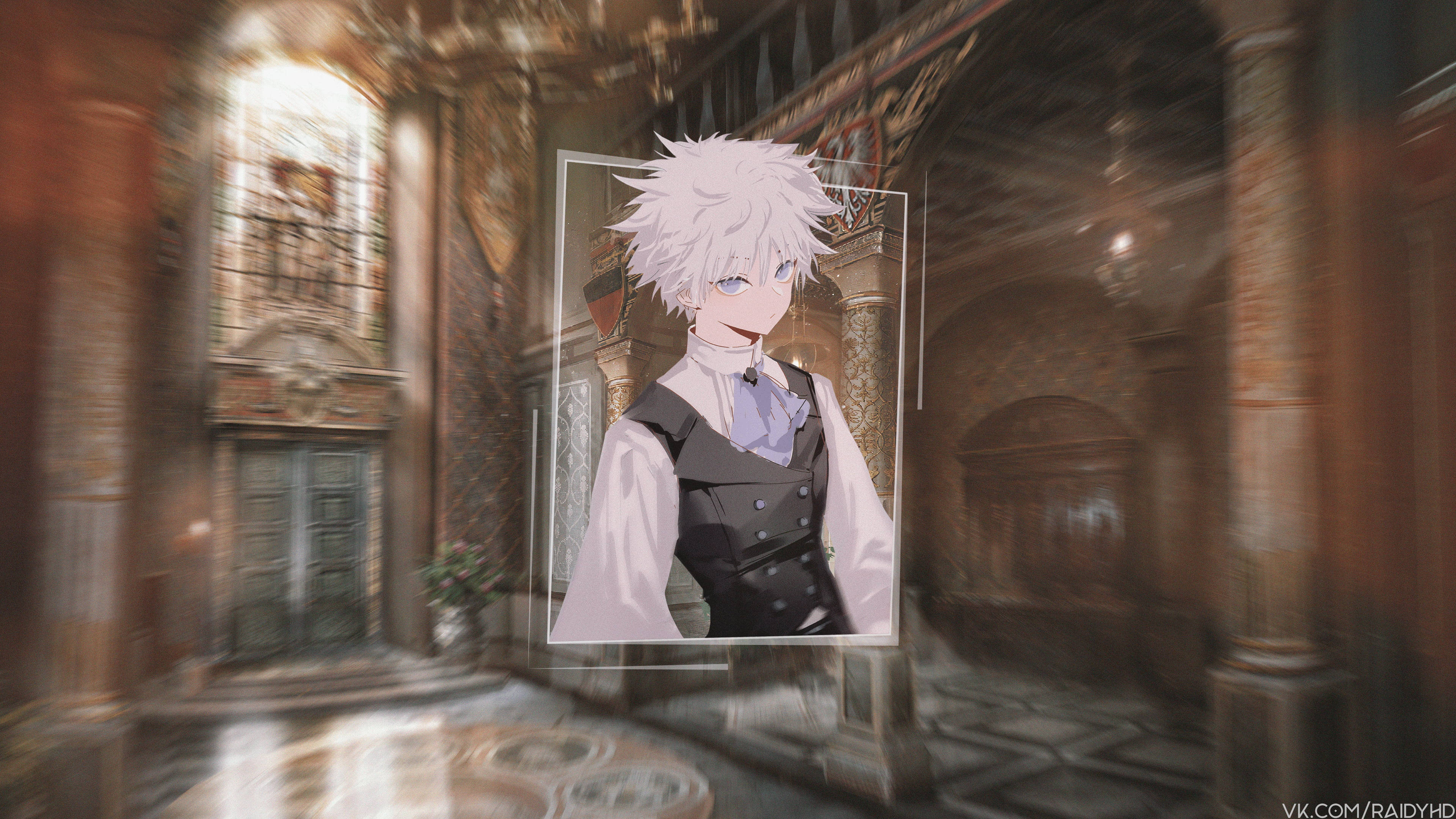 Killua, formal vest, white-haired anime boy, 4K Desktop Wallpaper