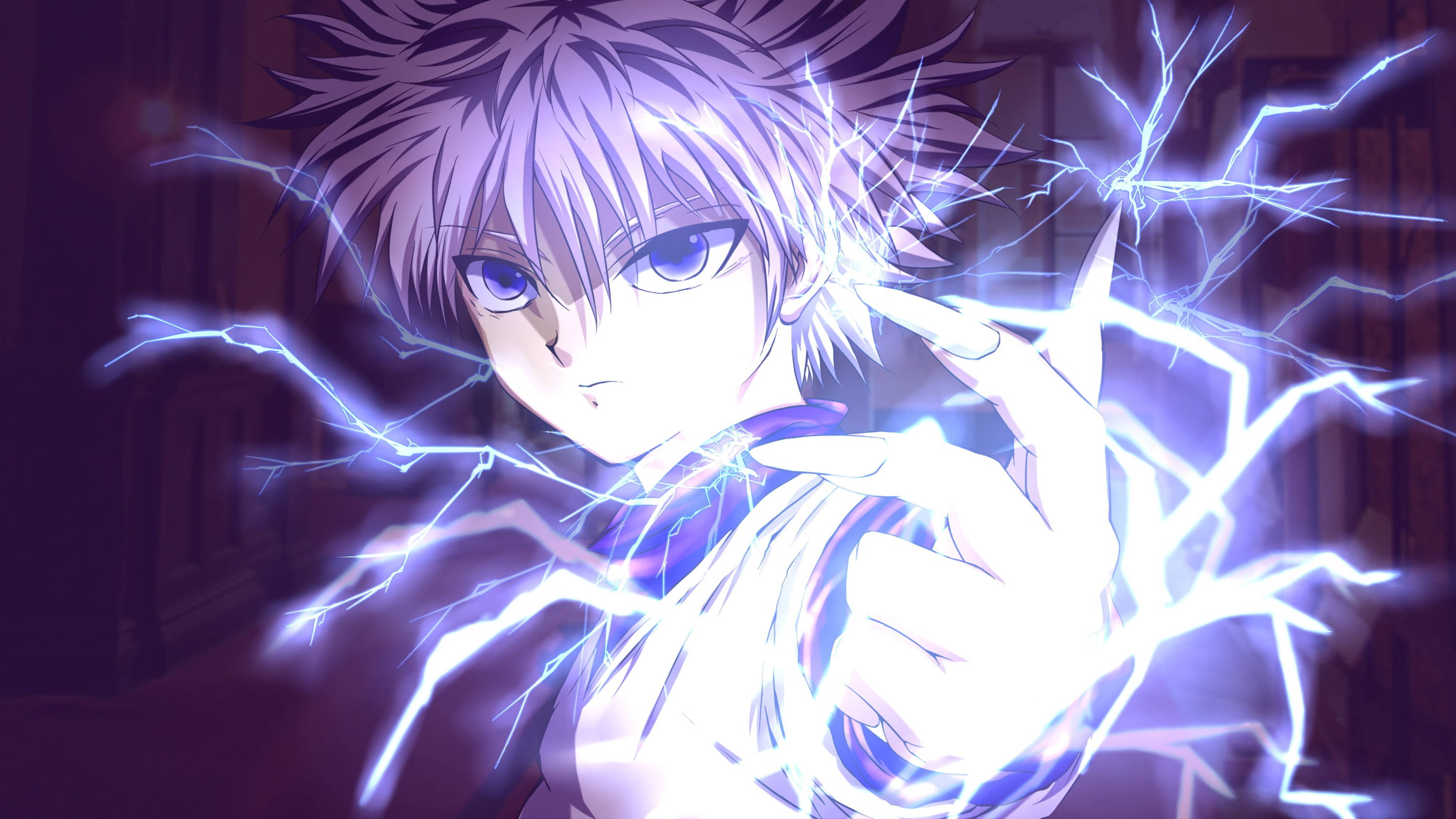 Killua, 4K, electric blue lightning, 4K Desktop Wallpaper
