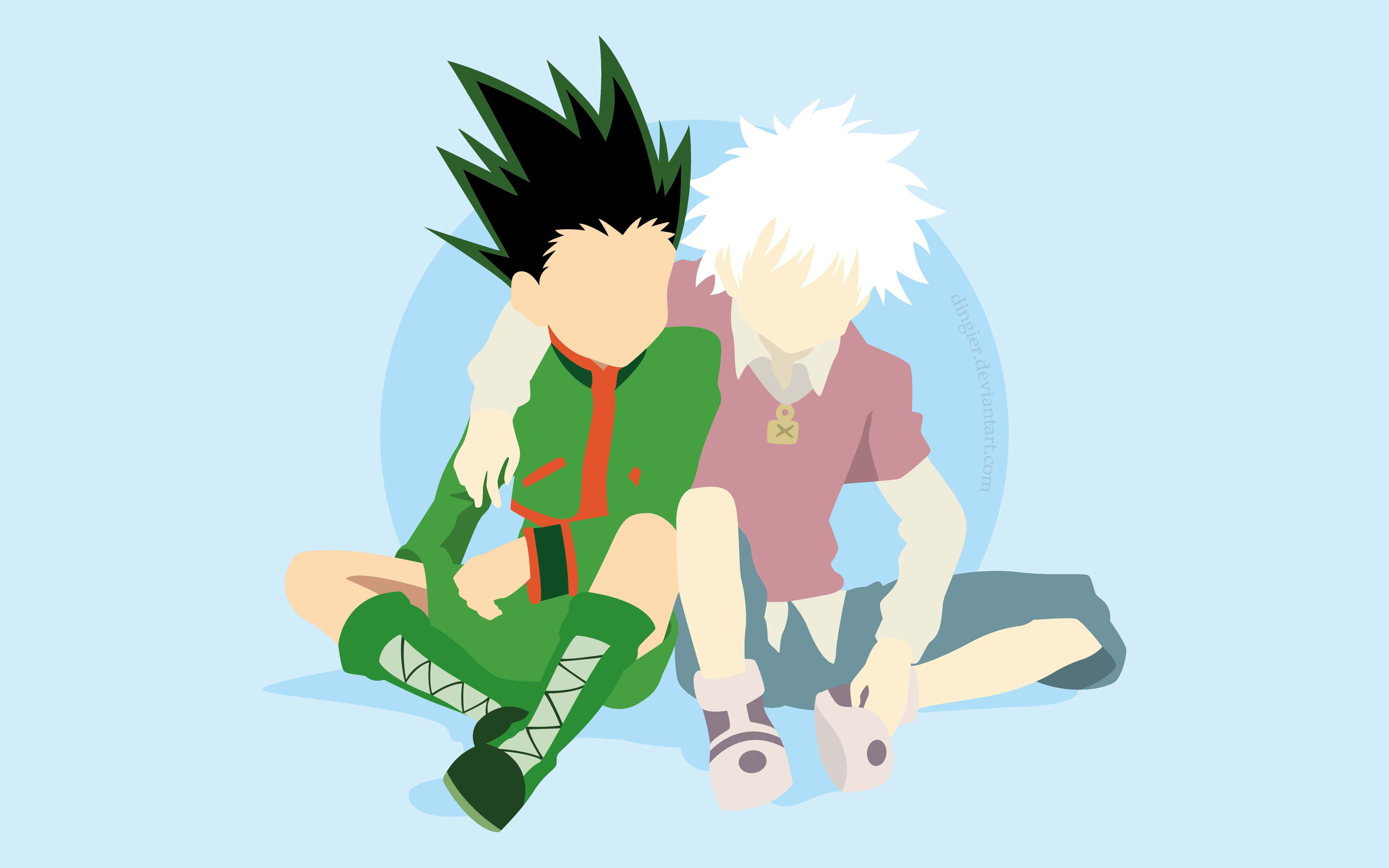 Killua Cute, green outfit, spiky black hair, 4K Desktop Wallpaper