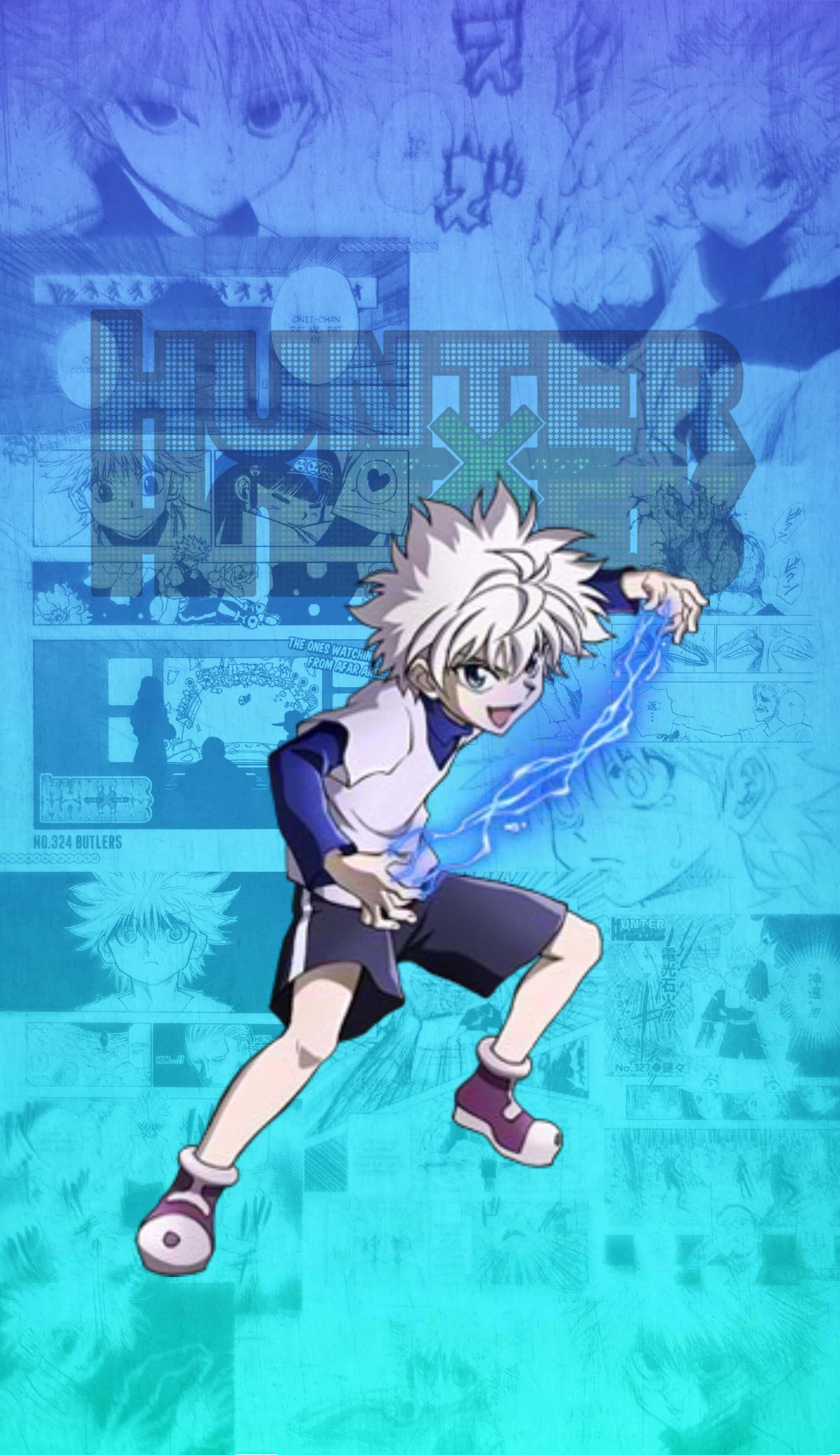 Killua, blue energy, spiky-haired anime boy, 2K Phone Wallpaper