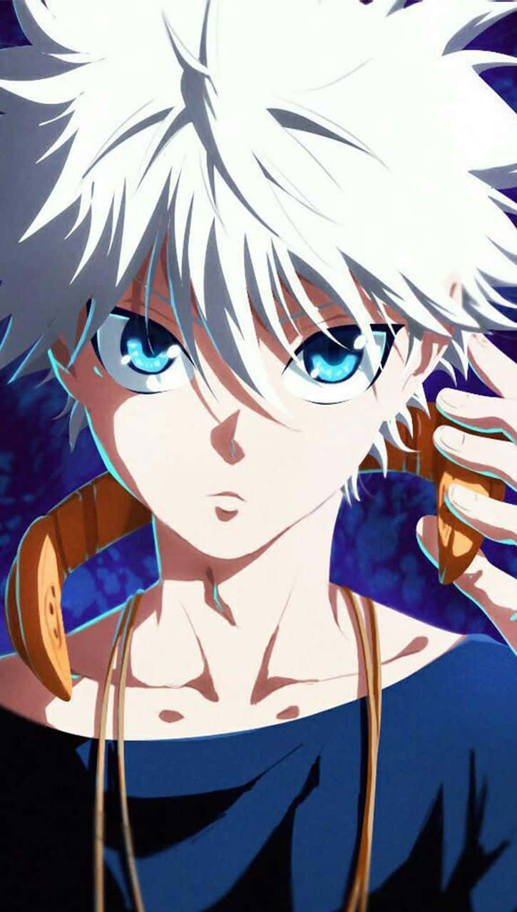 Killua Cute, spiky white hair, piercing blue eyes, HD Phone Wallpaper