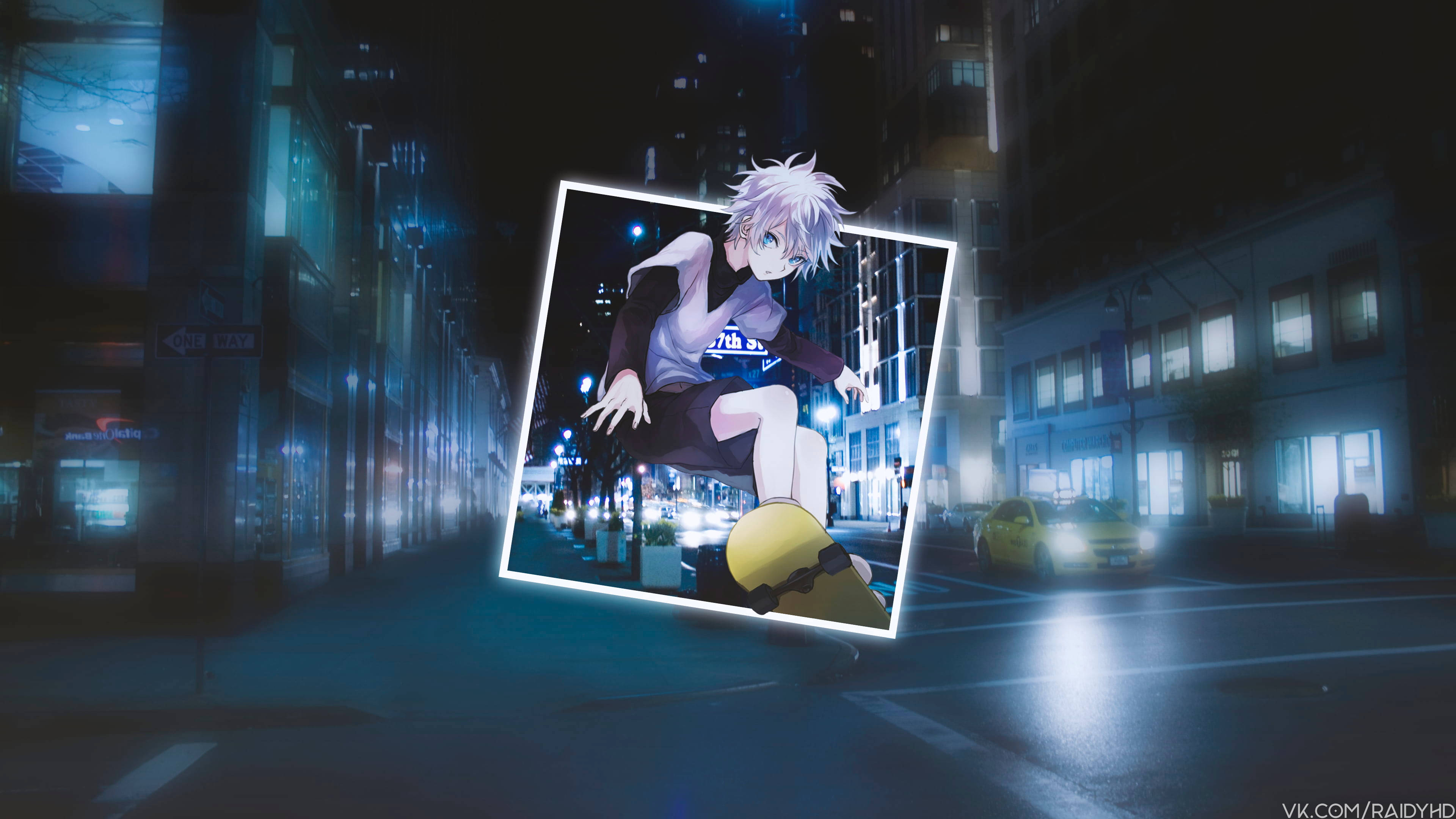 Killua, white-haired, skateboarder, 4K Desktop Wallpaper