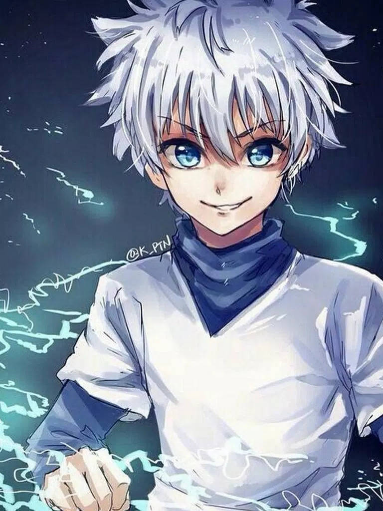 Killua, anime character, spiky silver hair, SD Phone Wallpaper