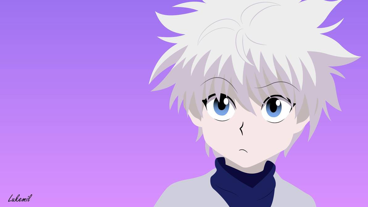 Killua, spiky white hair, blue eyes, SD Desktop Wallpaper