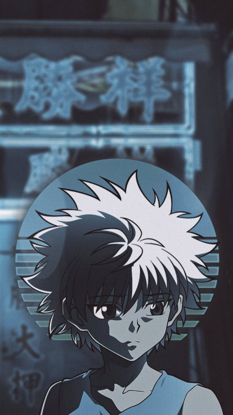 Killua, neon sign, blue, HD Phone Wallpaper