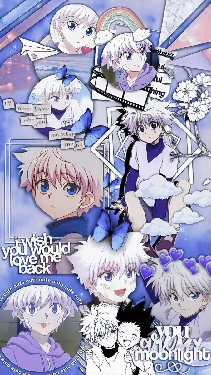 Killua, white hair, blue eyes, SD Phone Wallpaper