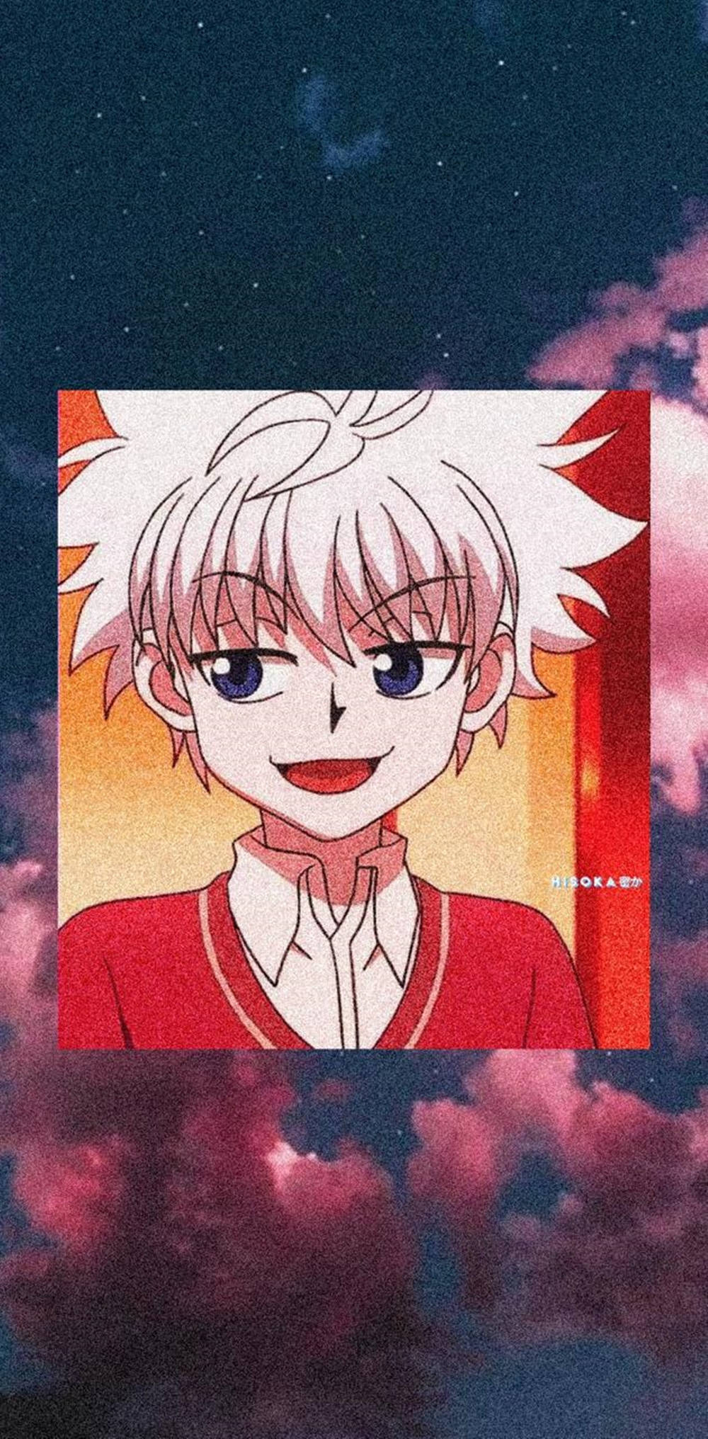 Killua, white hair, red sweater, Full HD Phone Wallpaper