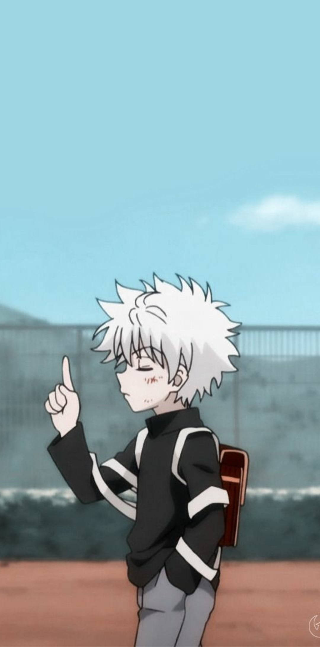Killua, spiky white hair, black and white jacket, Full HD Phone Wallpaper