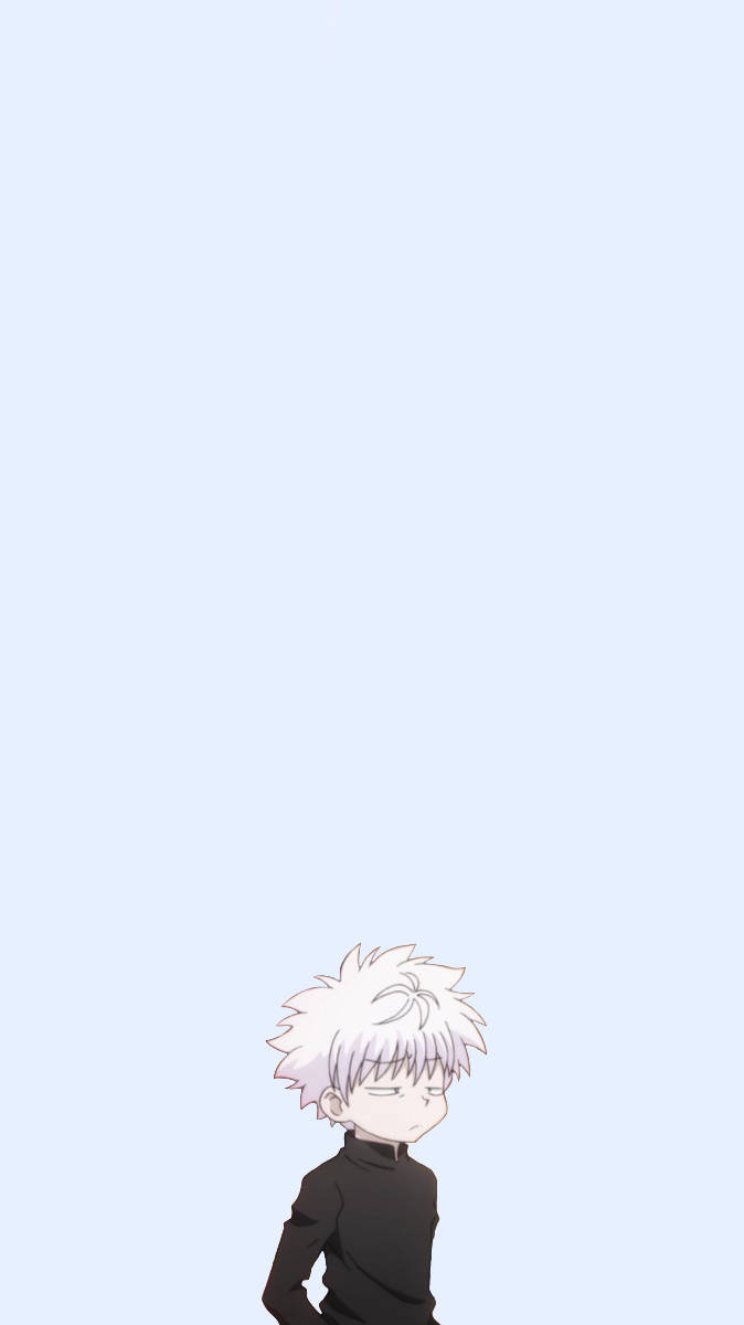 Killua, spiky white hair, black outfit, SD Phone Wallpaper