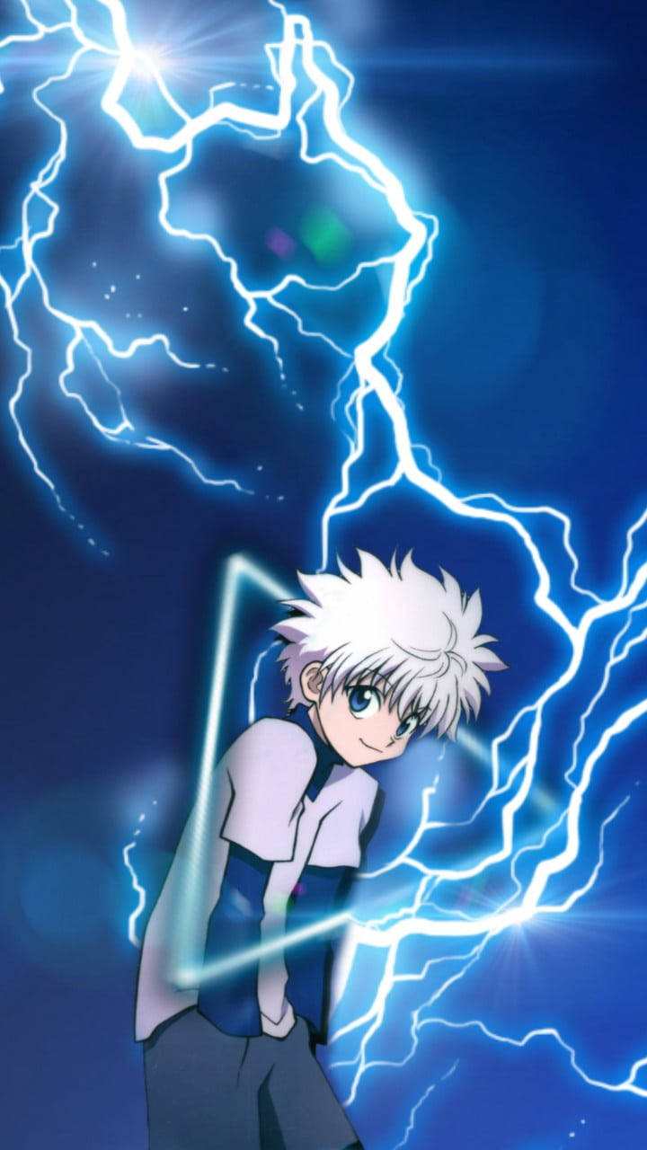 Killua, lightning, white-haired anime boy, HD Phone Wallpaper
