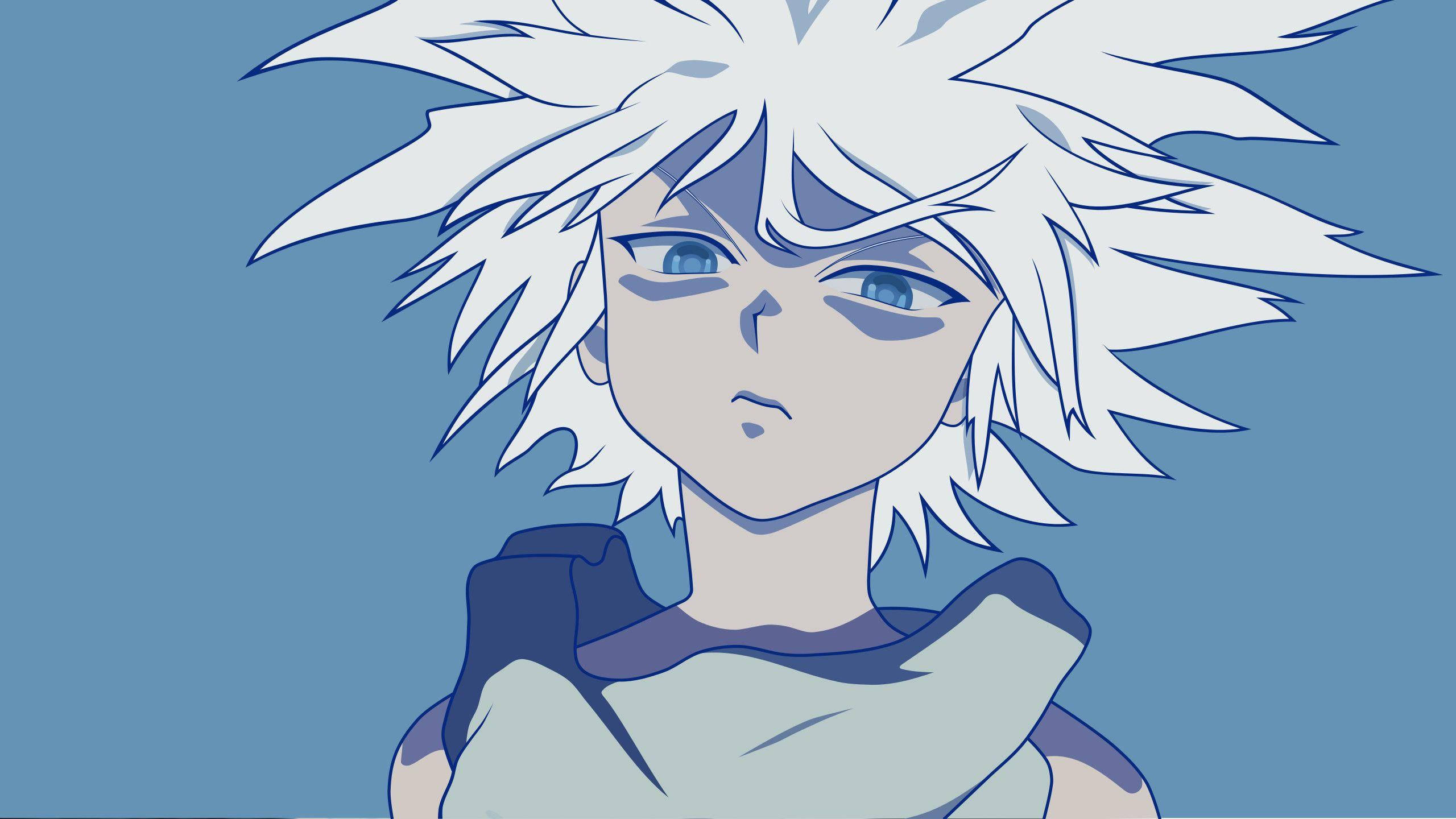 Killua, full power, spiky white hair, 2K Desktop Wallpaper