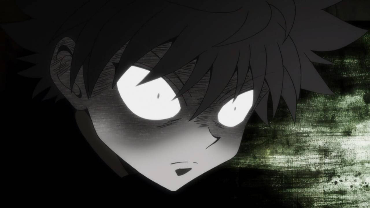 Killua, glowing white eyes, dark hair, HD Desktop Wallpaper