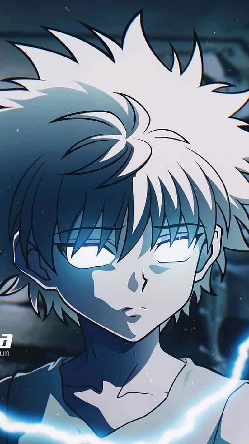 Killua Phone, spiky-haired anime character, glowing eyes, HD Phone Wallpaper