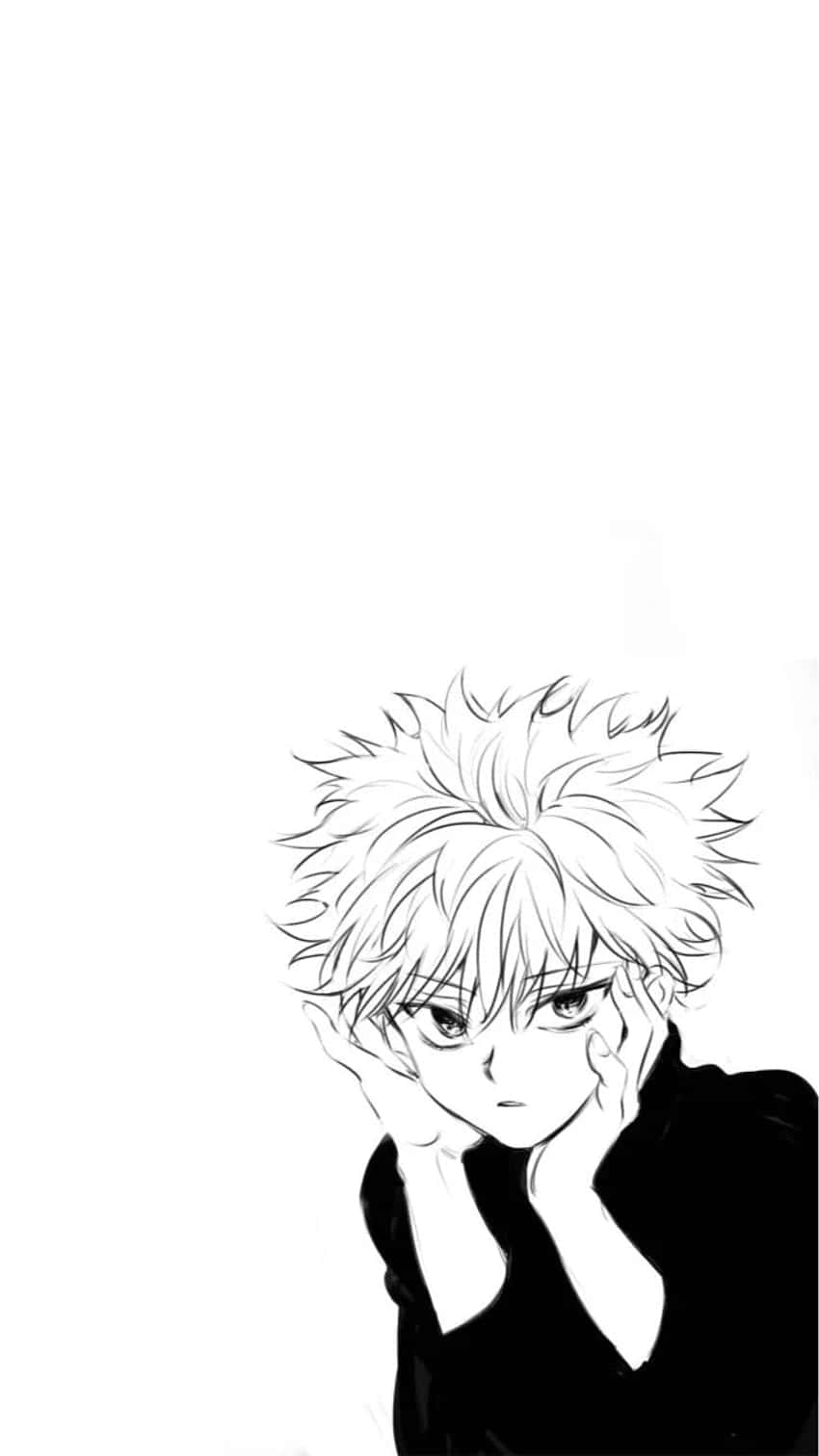 Killua Phone, black and white anime character, spiky hair, HD Phone Wallpaper