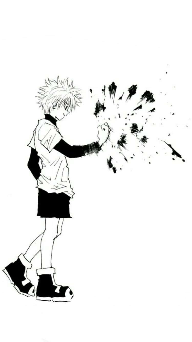 Killua Phone, spiky-haired anime boy, black and white outfit, HD Phone Wallpaper